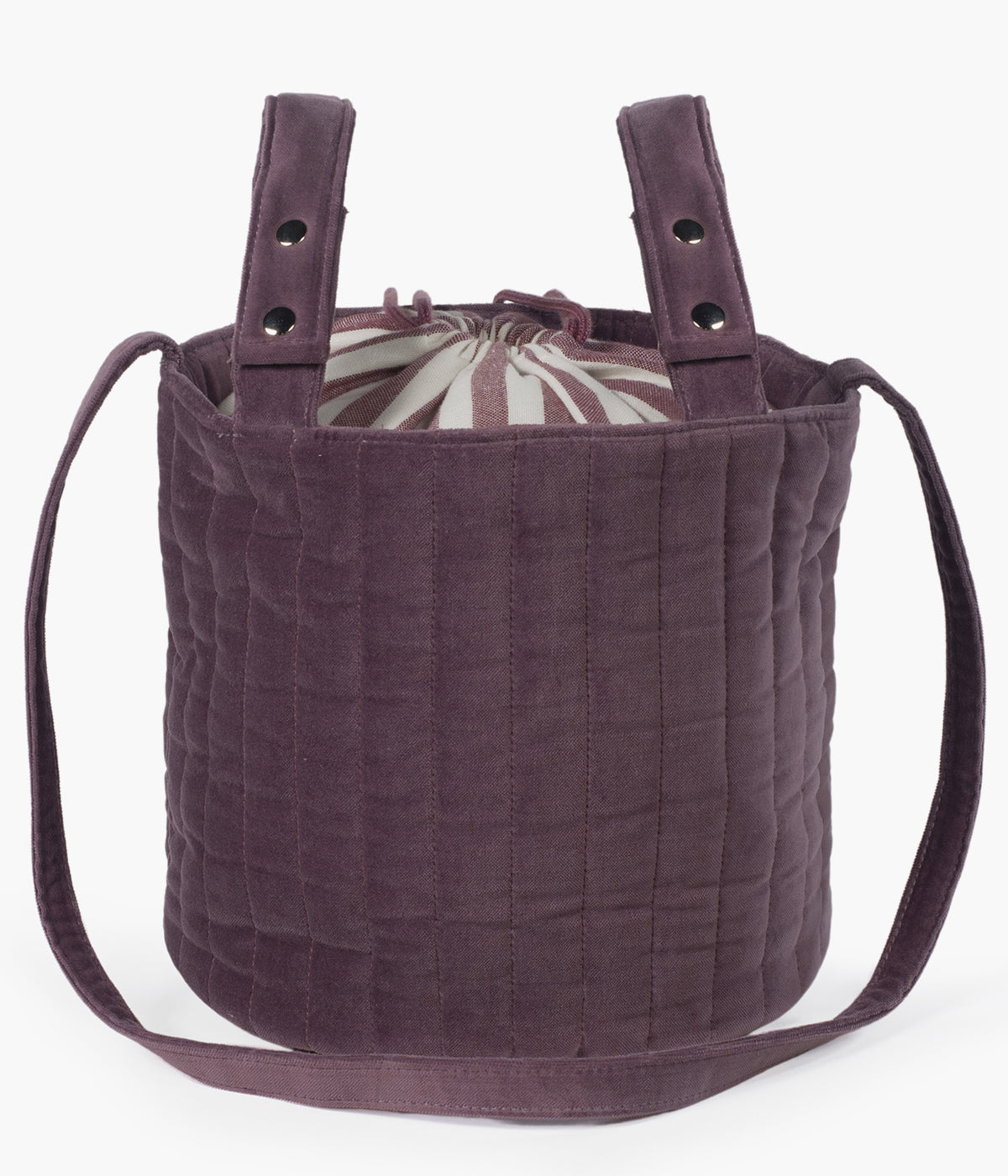 Bolsa Bucket Pasito a Pasito Cherry Velvet vista de trás.