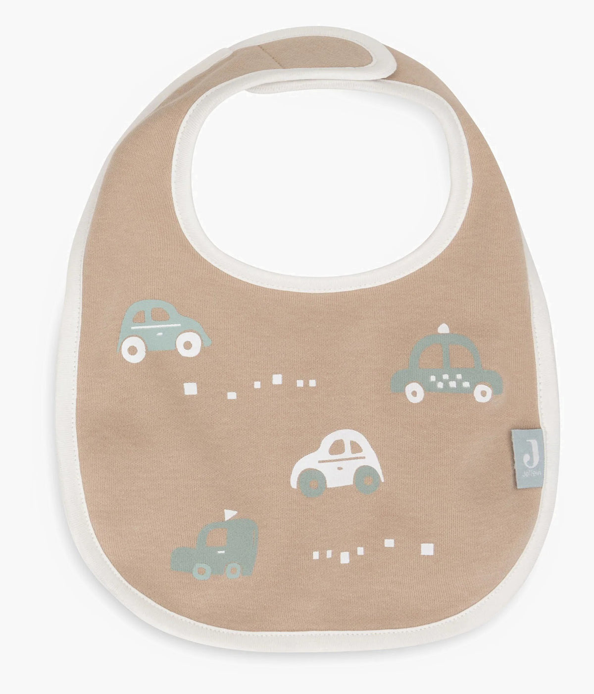 Pack de 5 babetes impermeáveis On The Go da Jollein, 100% algodão. Perfeitas para as refeições do bebé, possuem um fecho em velcro para colocar e retirar facilmente. Práticas babetes que mantêm a roupa limpa e seca, combinando funcionalidade e um toque encantador com padrões da veículos.