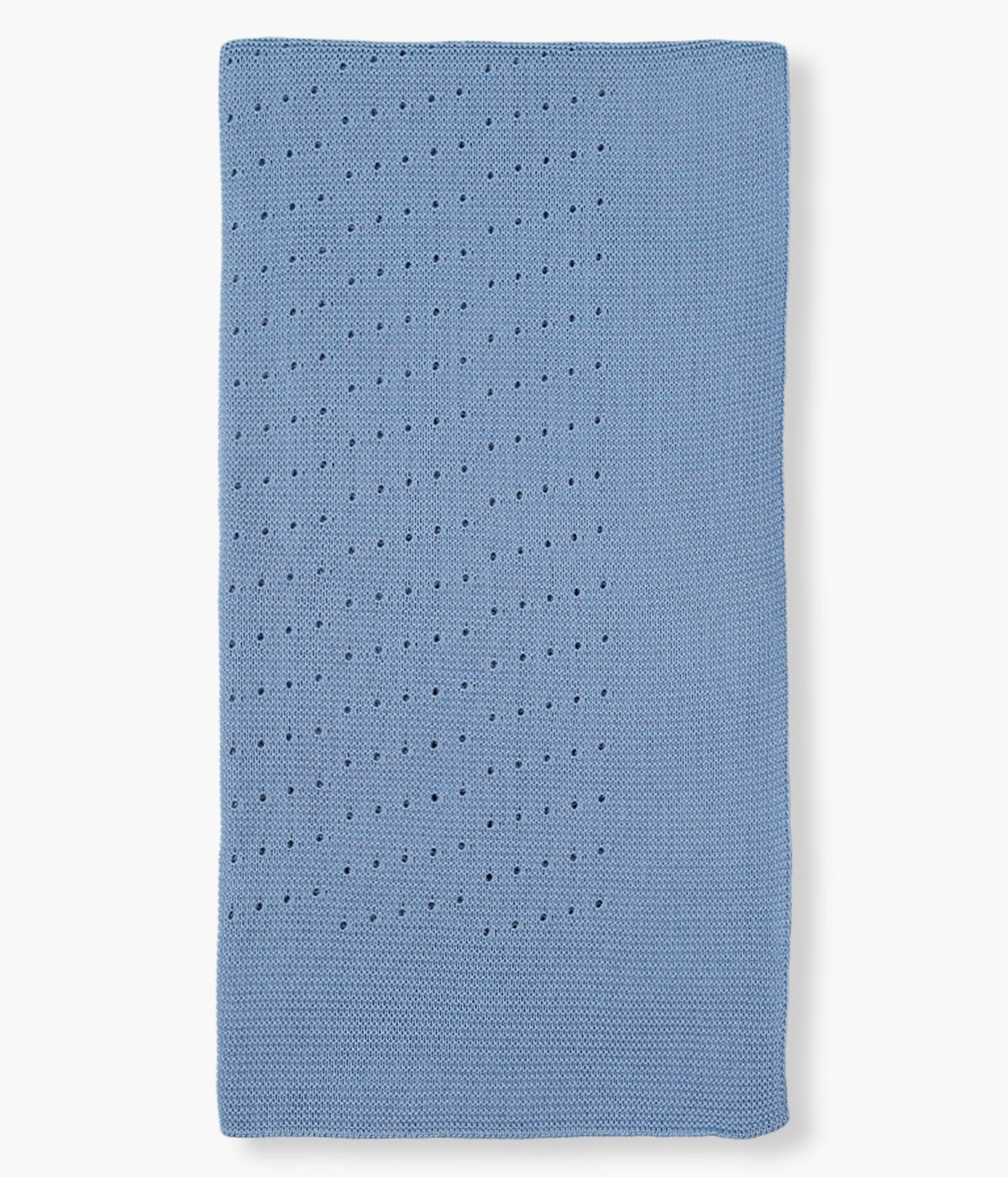 Manta em malha azul Mac Ilusión para bebé e recém-nascido(a). Delicada manta de formato retangular com detalhes perfurados.