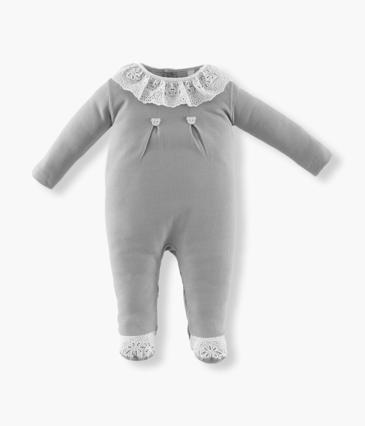 Babygrow em Algodão Ursos para Bebé - Cinza e Branco