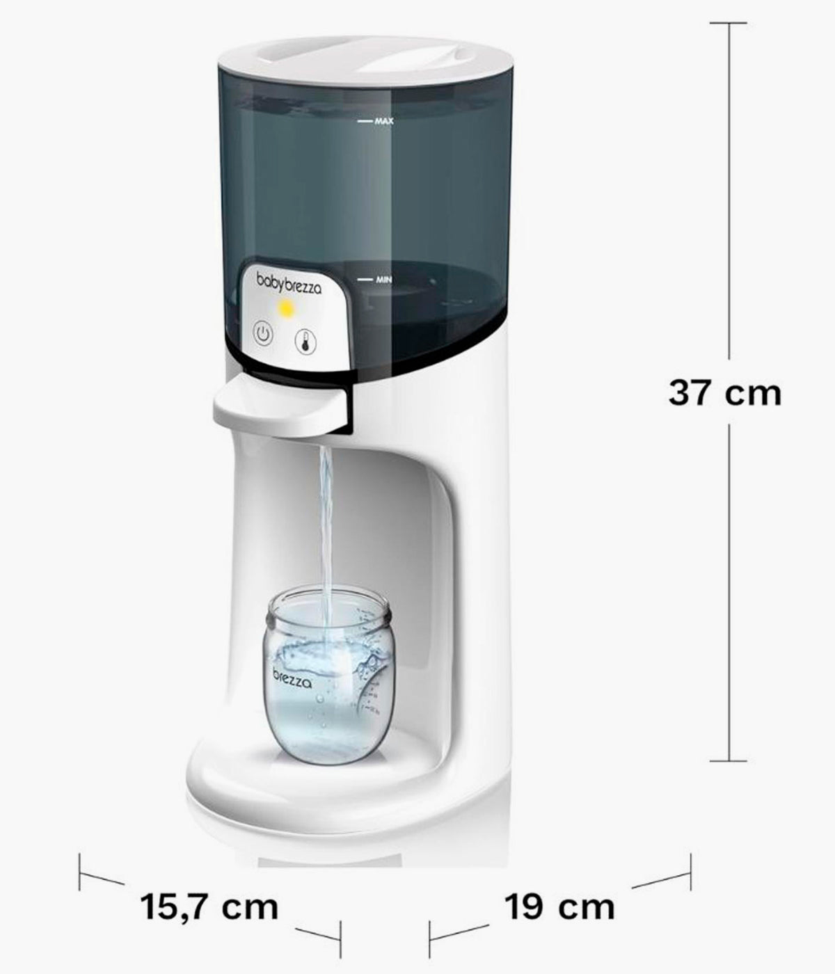 Medidas do baby Brezza instant warmer.