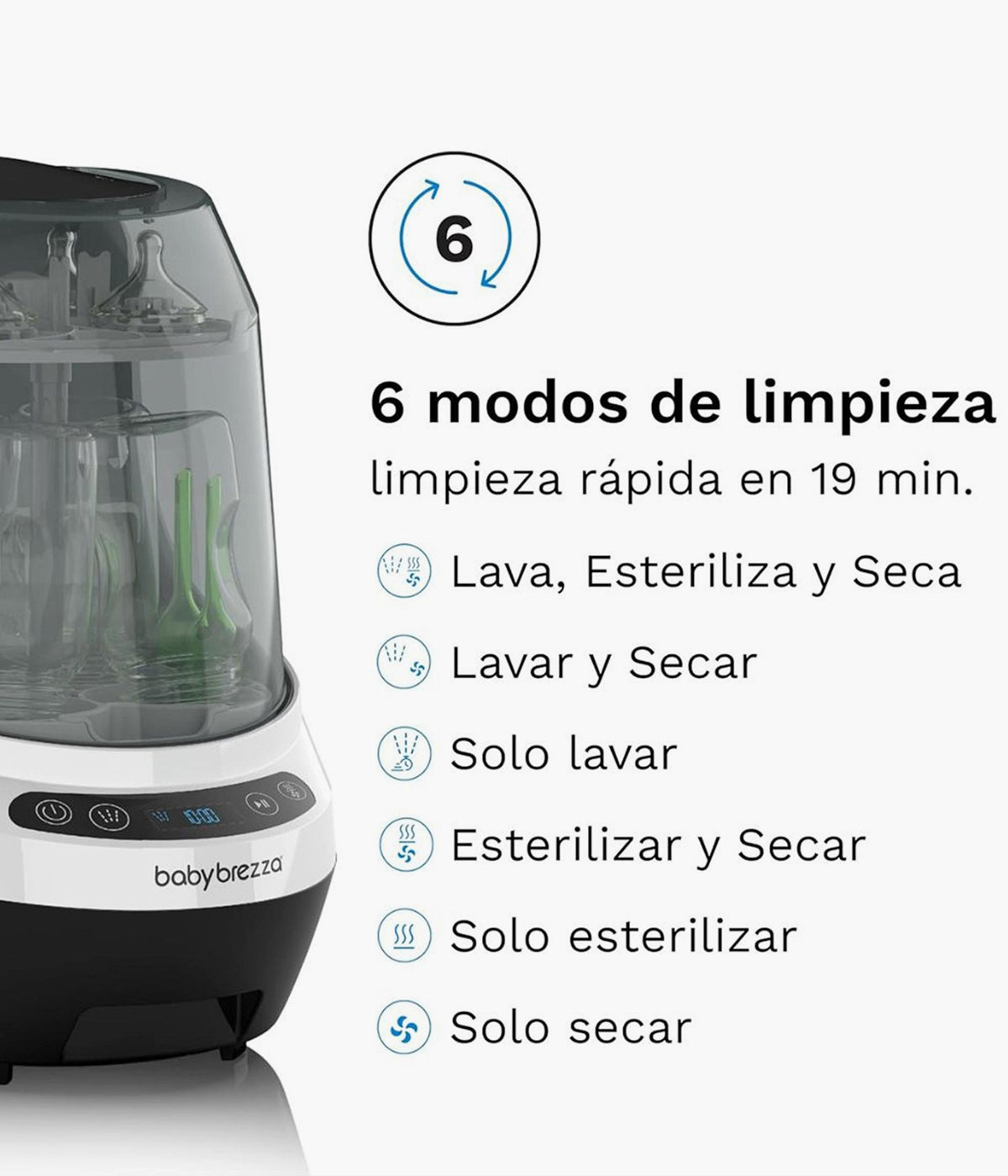 Lava, Esteriliza e Seca Biberões Baby Brezza Bottle Washer Pro com 6 programas