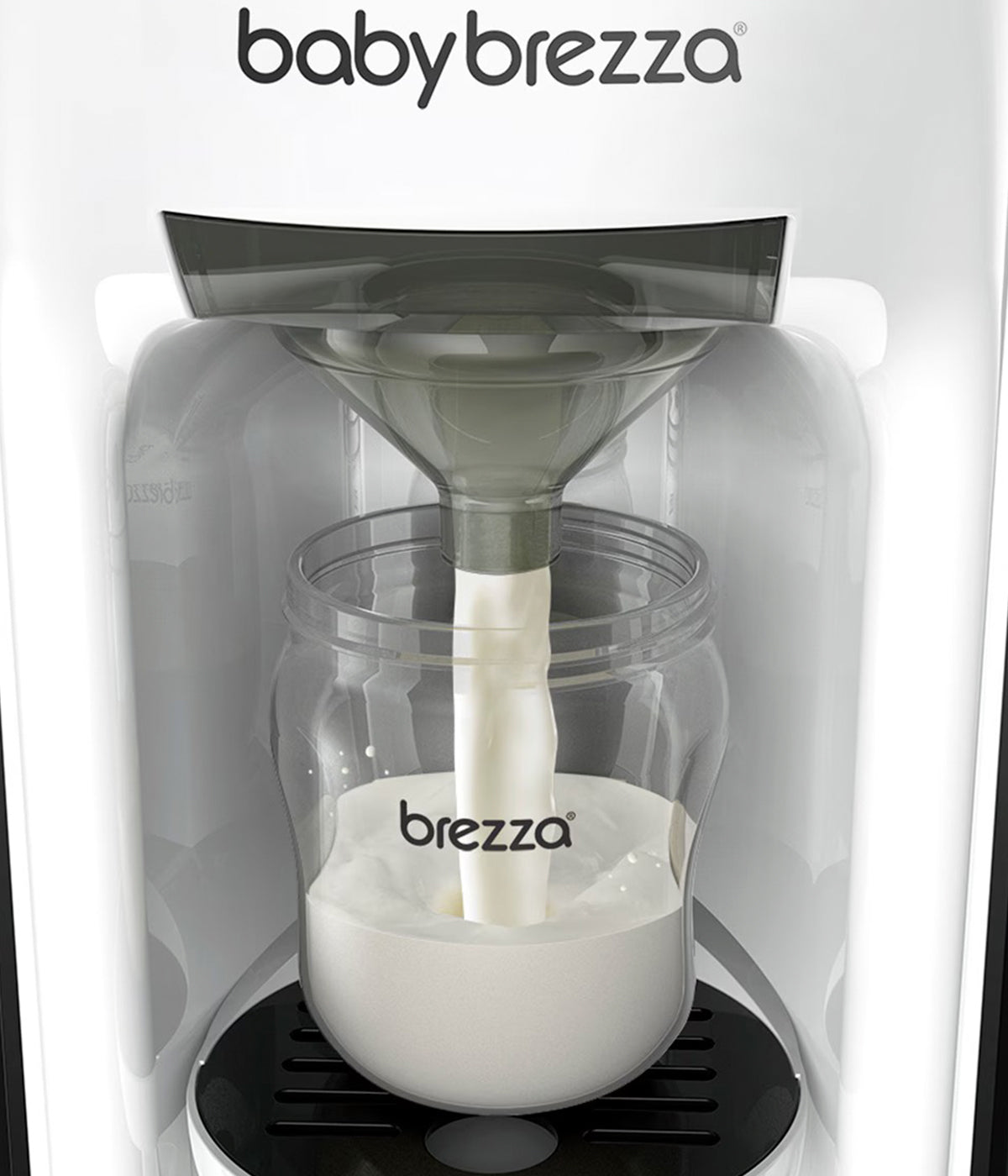 Preparador Automático de Biberões Baby Brezza Formula Pro Advanced a encher biberão de leite.