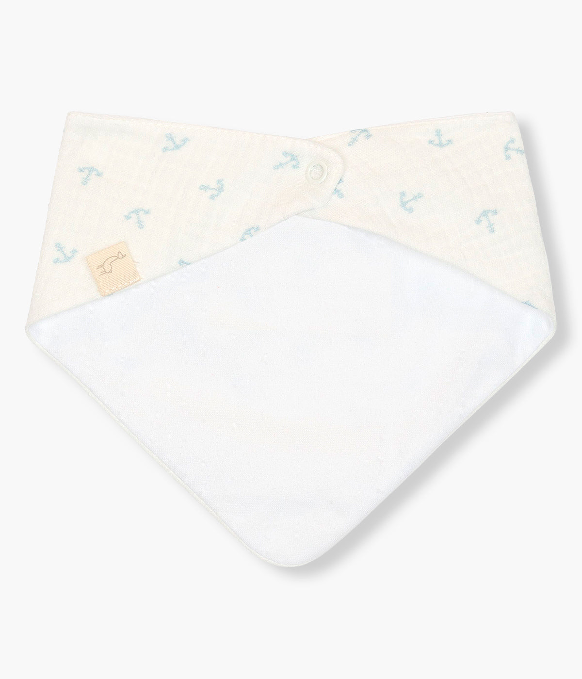 Babete em formato de bandana impermeável pérola da Baby Gi para bebé e recém-nascido(a), 100% algodão. Prática bandana com padrão âncoras azuis.