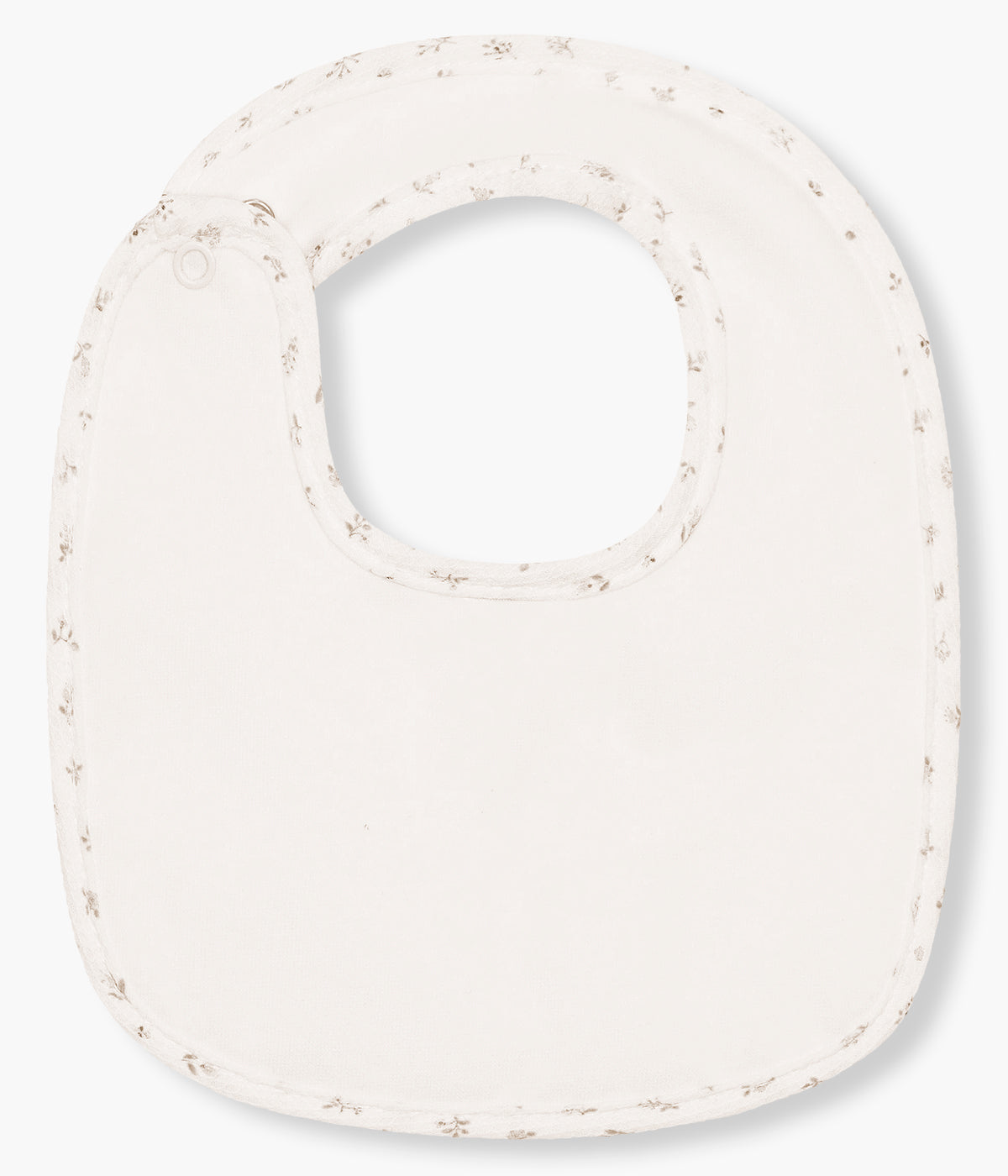 Babete impermeável pérola da Baby Gi para bebé menina e recém-nascida, 100% algodão. Elegante babete de formato quadrado com detalhe em tecido piquet contorno ondulado e detalhes florais.
