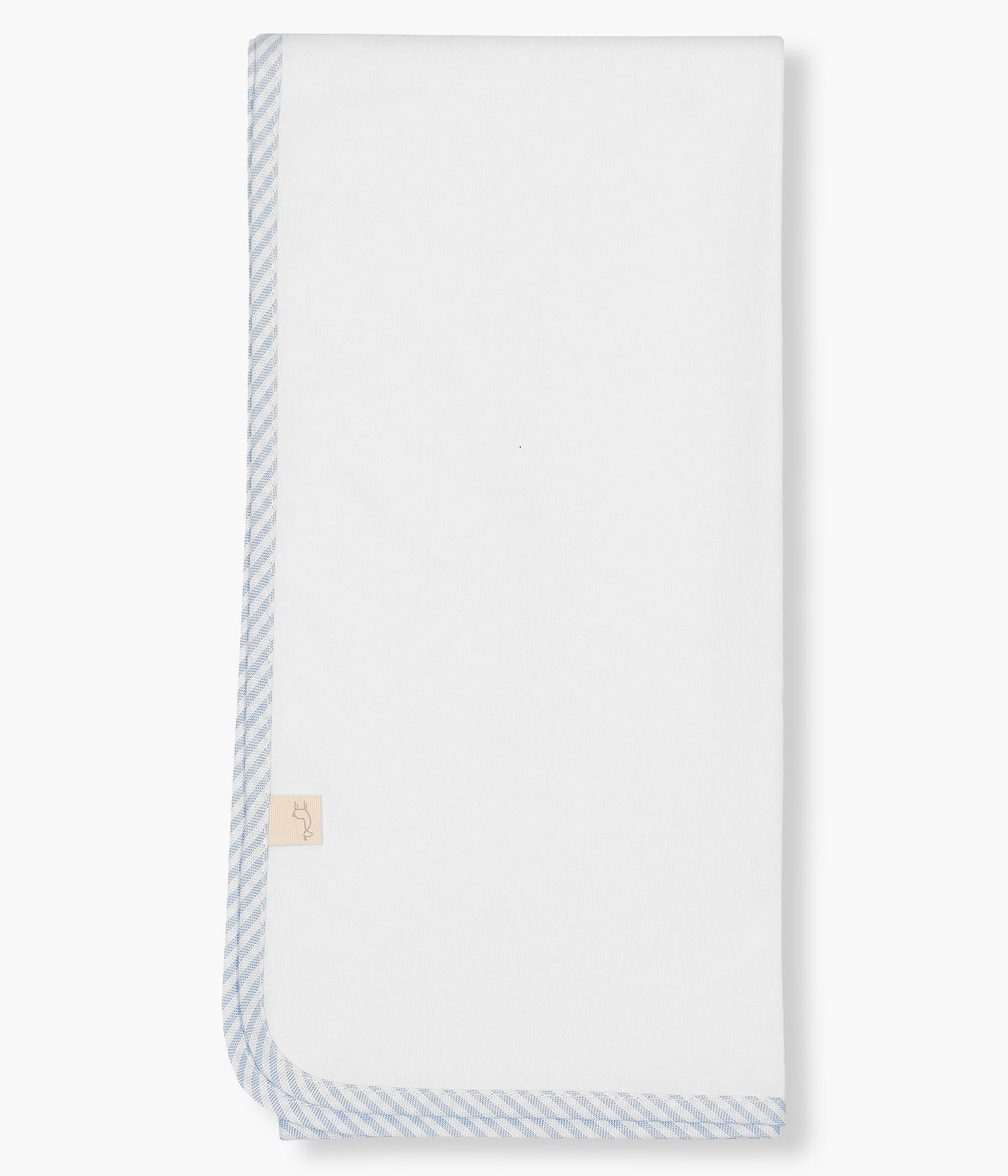 Fralda branca da Baby Gi para bebé menino e recém-nascido, 100% algodão. Delicada fralda com avioneta quente bordado no canto e rebordo com riscas azuis.