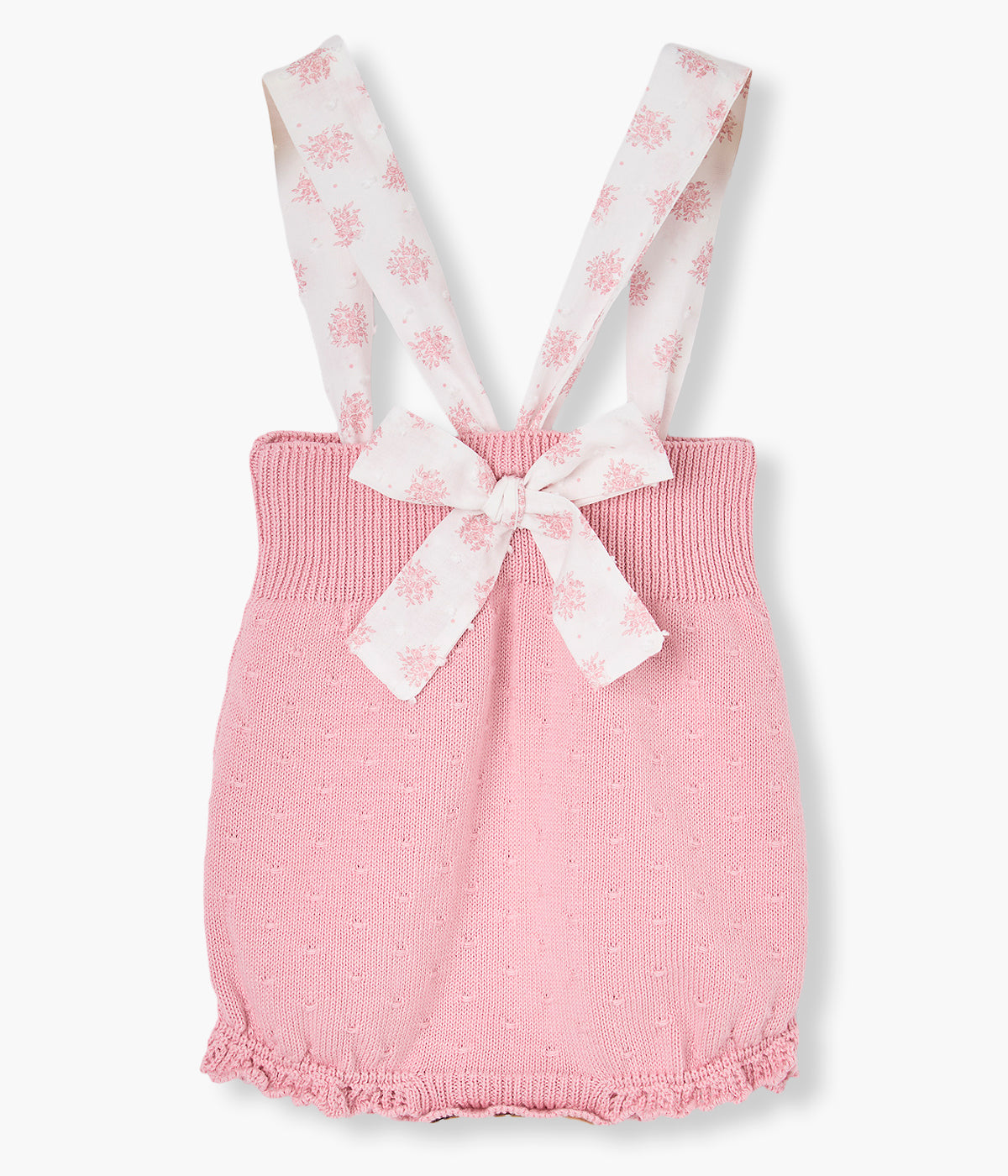 Vista de trás do fofo em malha de algodão rosa da Paz Rodríguez para bebé menina e recém-nascida..