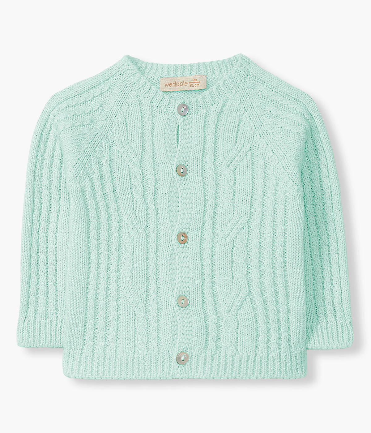 Casaco de Malha em Algodão Orgânico para Bebé - Verde Água