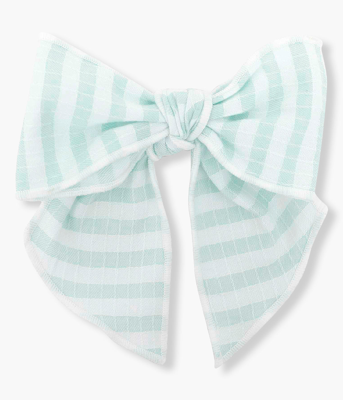 Gancho de cabelo com laço com padrão riscas brancas e verdes da Calamaro Baby para bebé menina e recém-nascida.