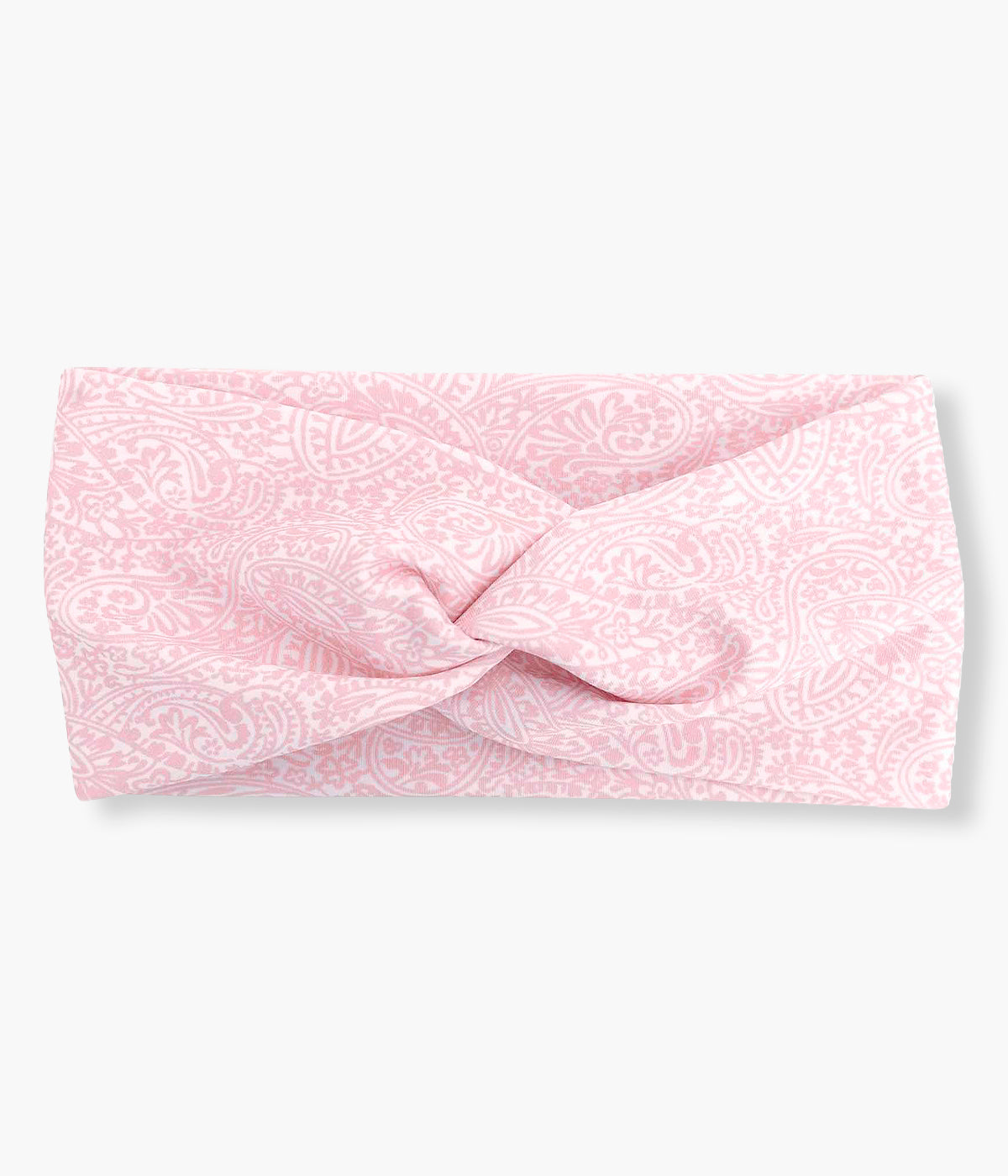 Vista de frente do turbante de banho da Calamaro Baby para bebé menina e recém‑nascida. Elegante turbante adequado para praia ou piscina com padrão de mandalas.