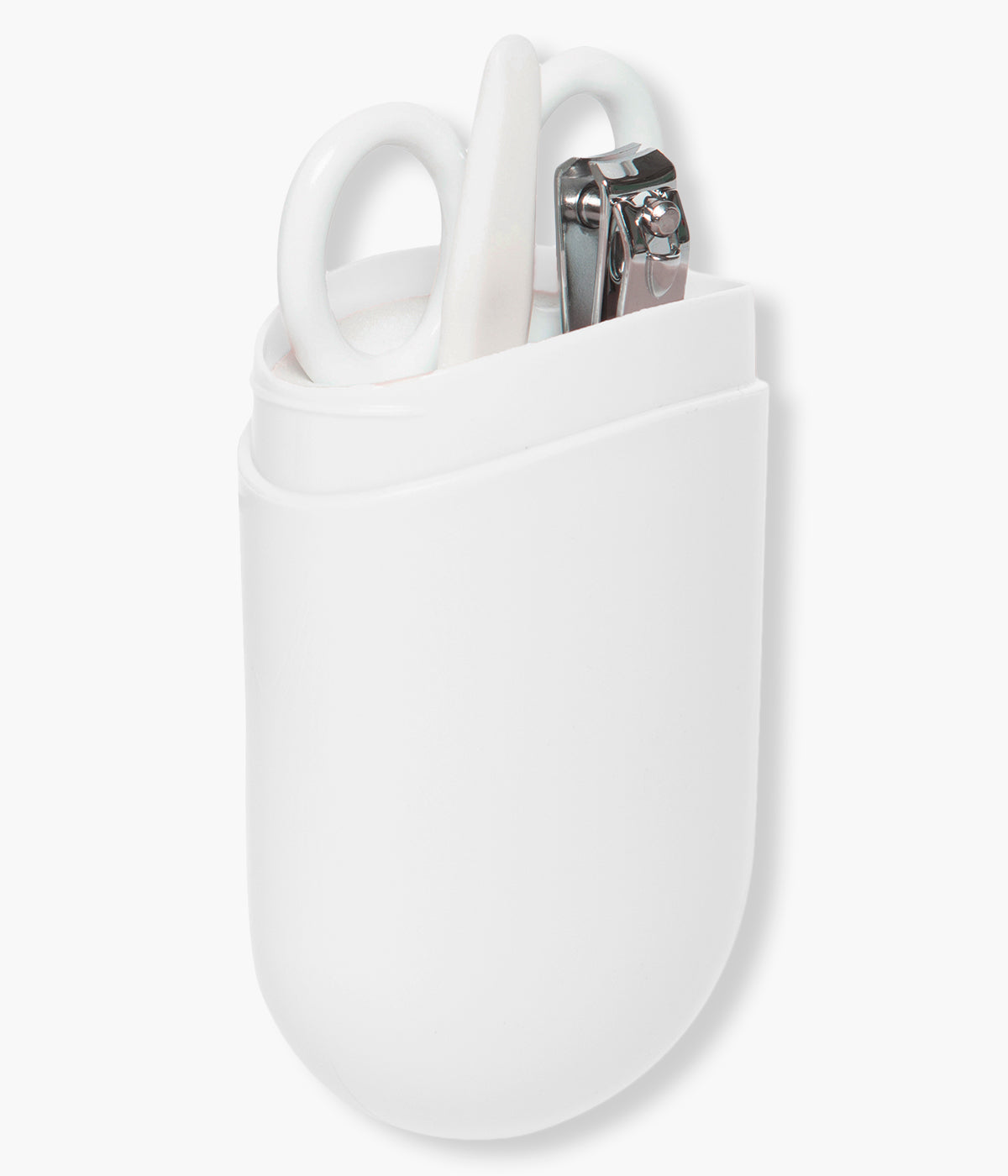 Vista do kit de higiene do conjunto de banheira com acessórios de banho da marca Luma na cor White (branco).