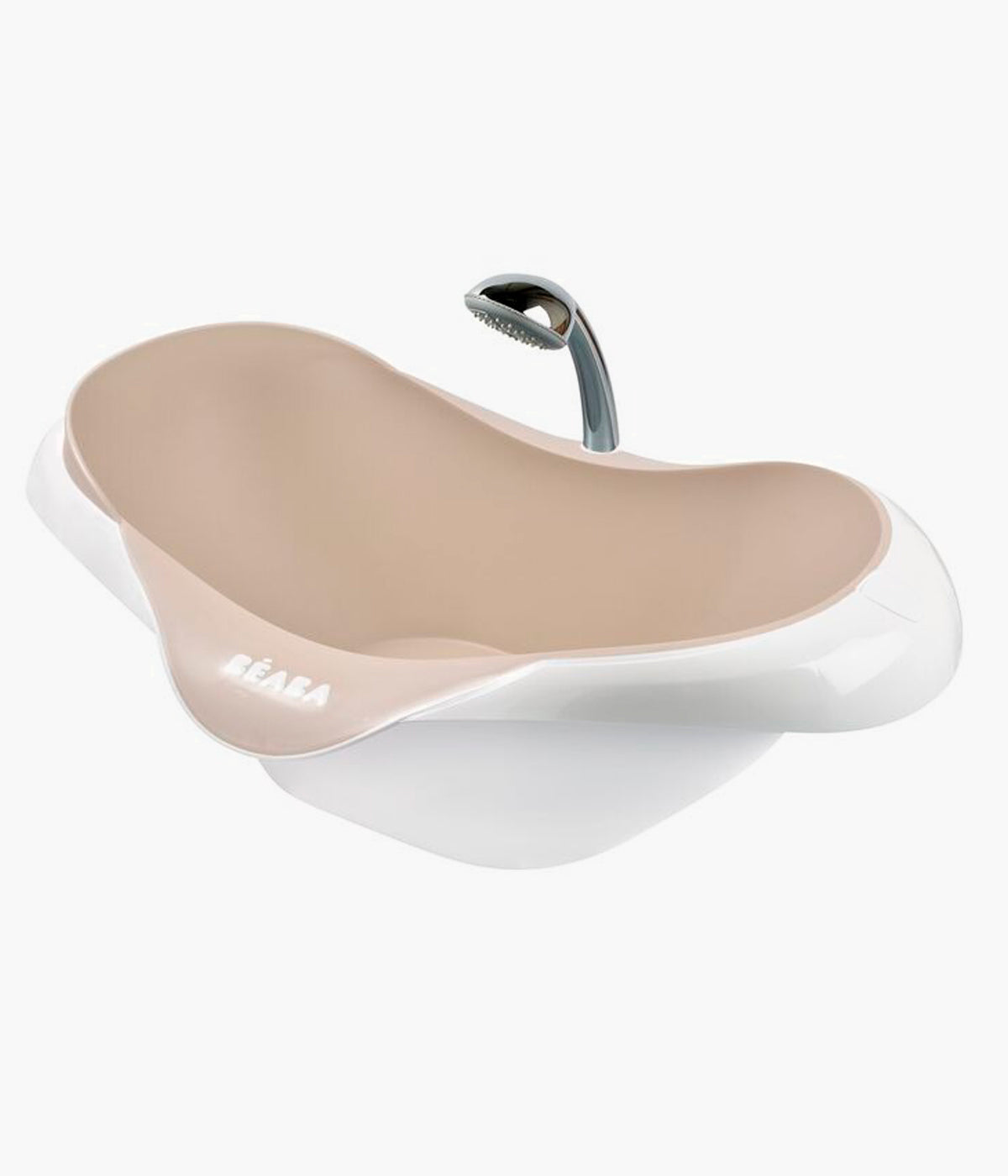 Banheira para bebé Camélé'o da Béaba na cor Clay Earth (bege) com suporte para chuveiro.