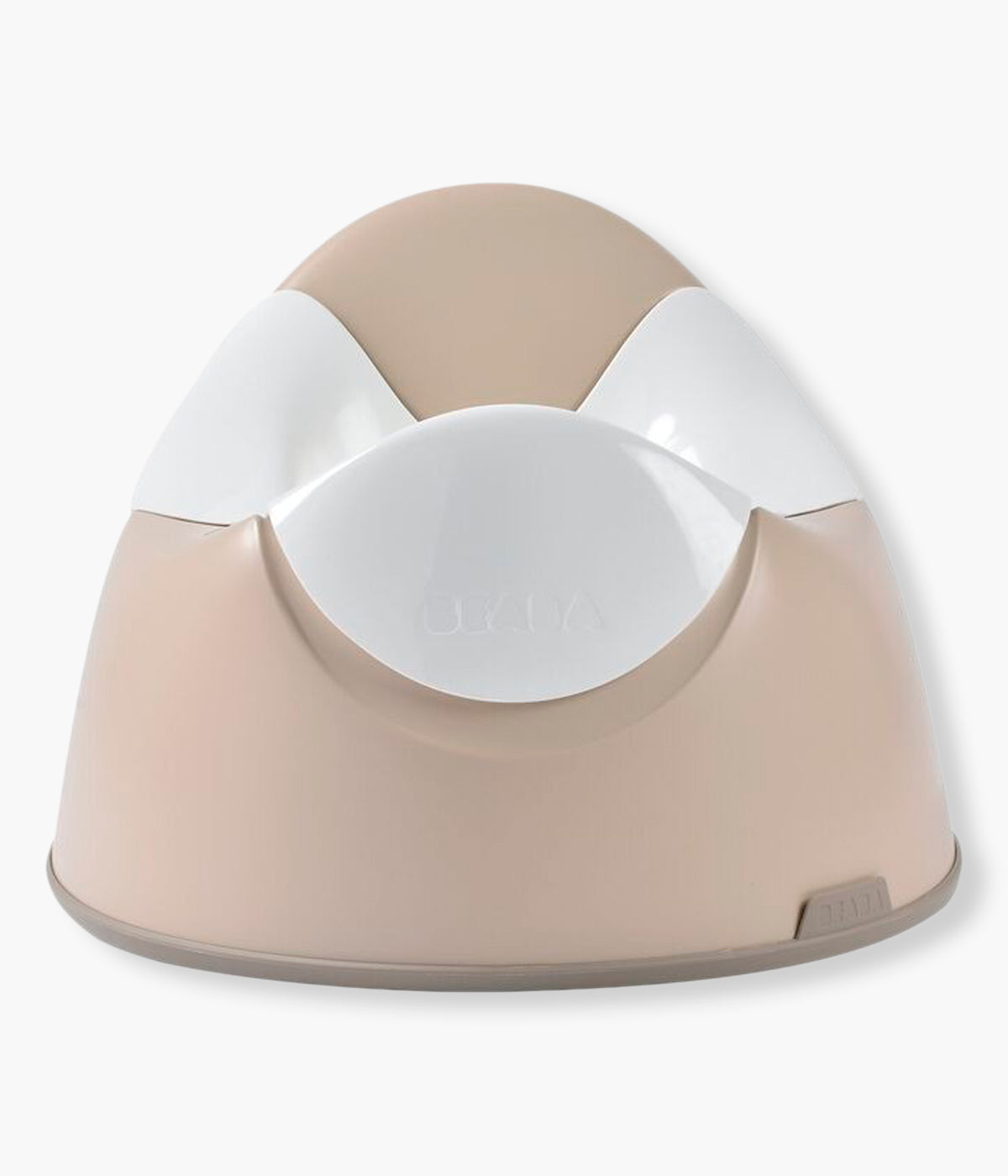 Vista frontal do bacio ergonómico Potty da Béaba na cor Clay Earth (bege). Prático pote para acompanhar o bebé numa das fases mais importantes do seu crescimento, o desfralde. Com um design pensado para conforto e segurança, torna esta aprendizagem mais simples e tranquila.