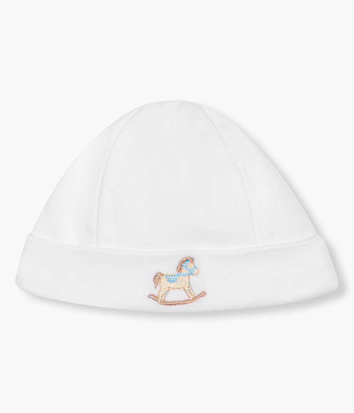 Gorro Duplo em Veludo Cavalo Bebé Menino - Branco e Azul