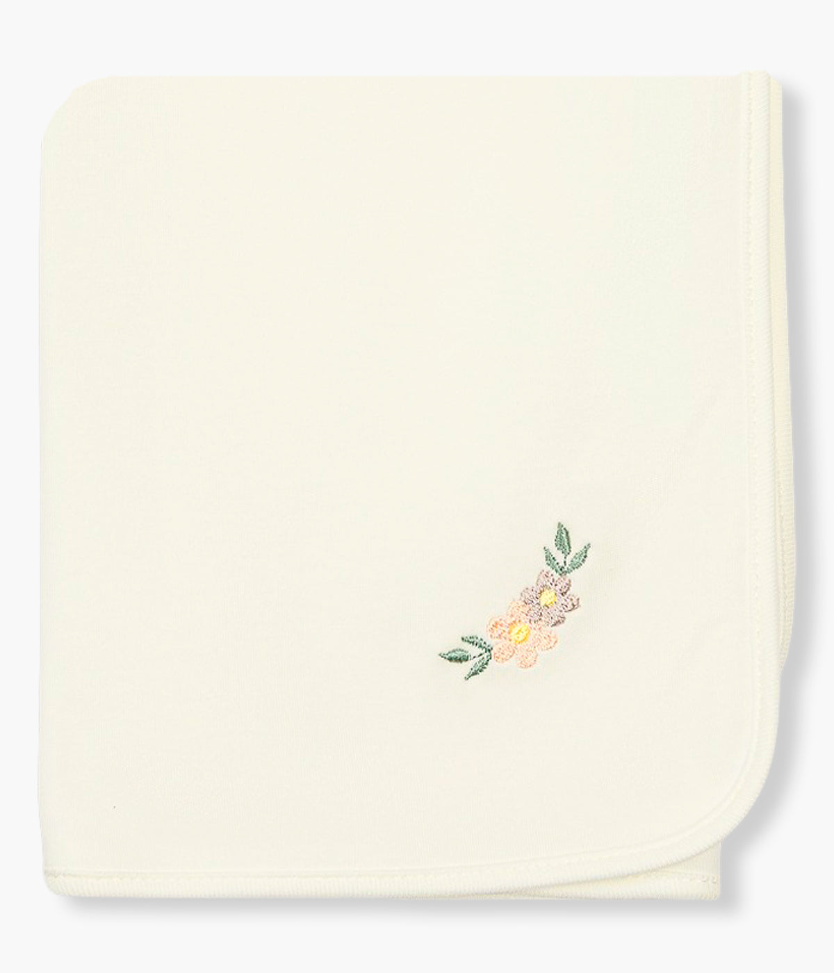 Fralda pérola da Baby Gi para bebé menina e recém-nascida, 100% algodão. Delicada fralda com pequenas flores bordadas no canto.