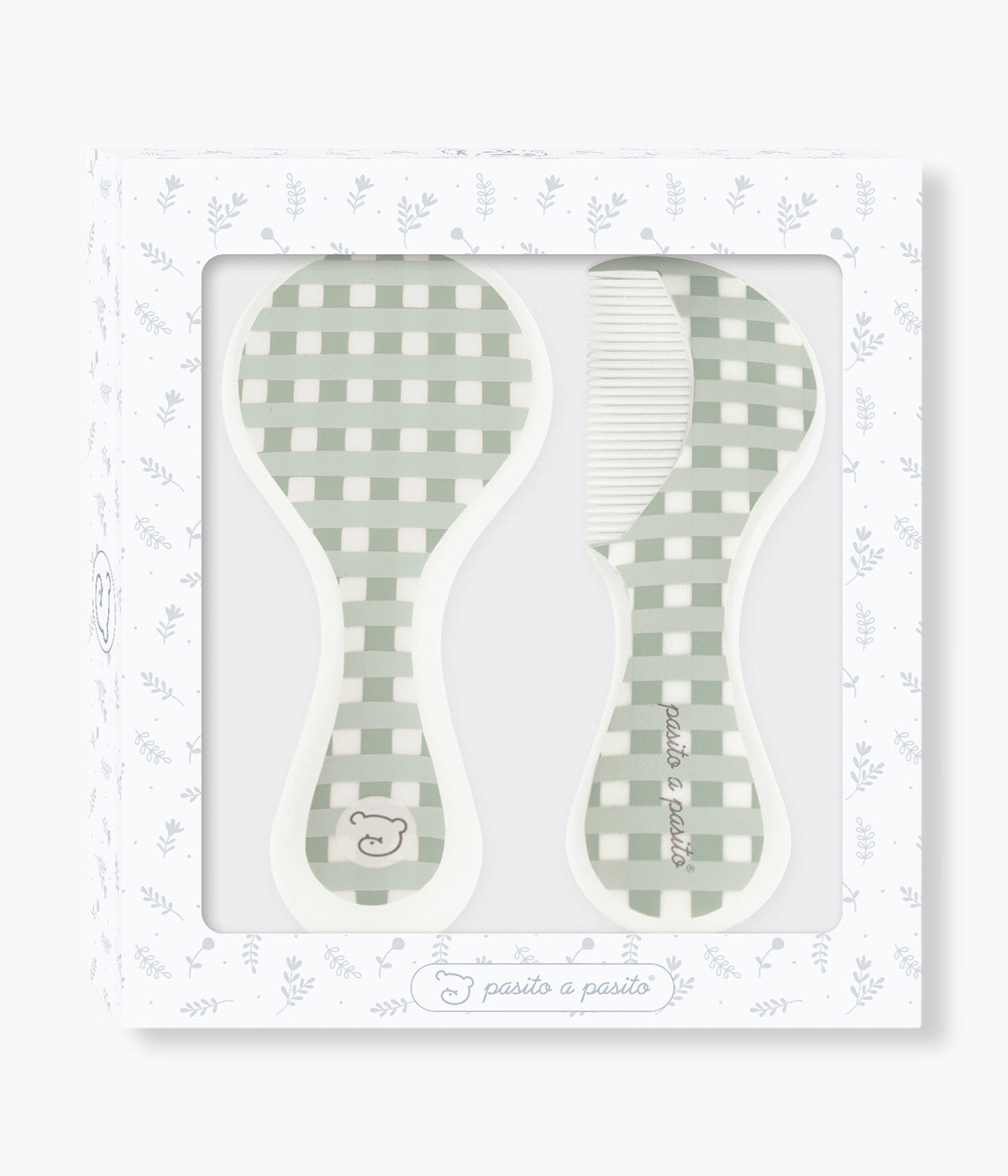 Pasito a Pasito Conjunto Pente e Escova Vichy Bebé - Verde