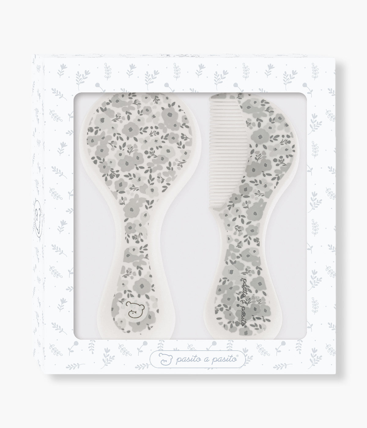 Pasito a Pasito Conjunto Pente e Escova Flower Mellow Bebé - Cinza