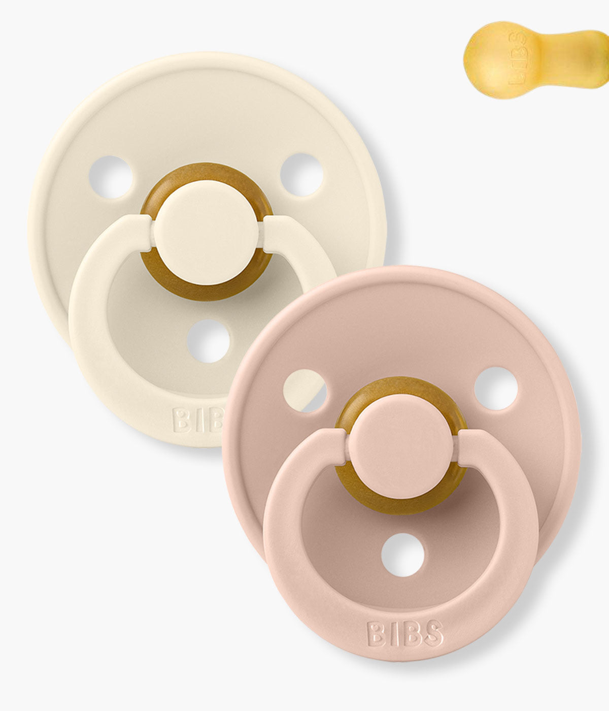 Bibs Colour 2 Chupetas Ivory/Blush Redonda - Marfim e Rosa