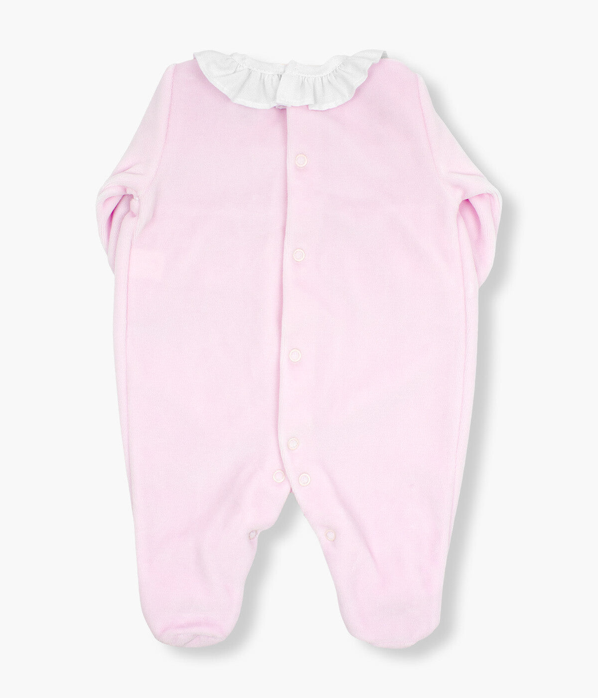 Babygrow em Veludo Coroas Bordadas para Bebé Menina - Rosa