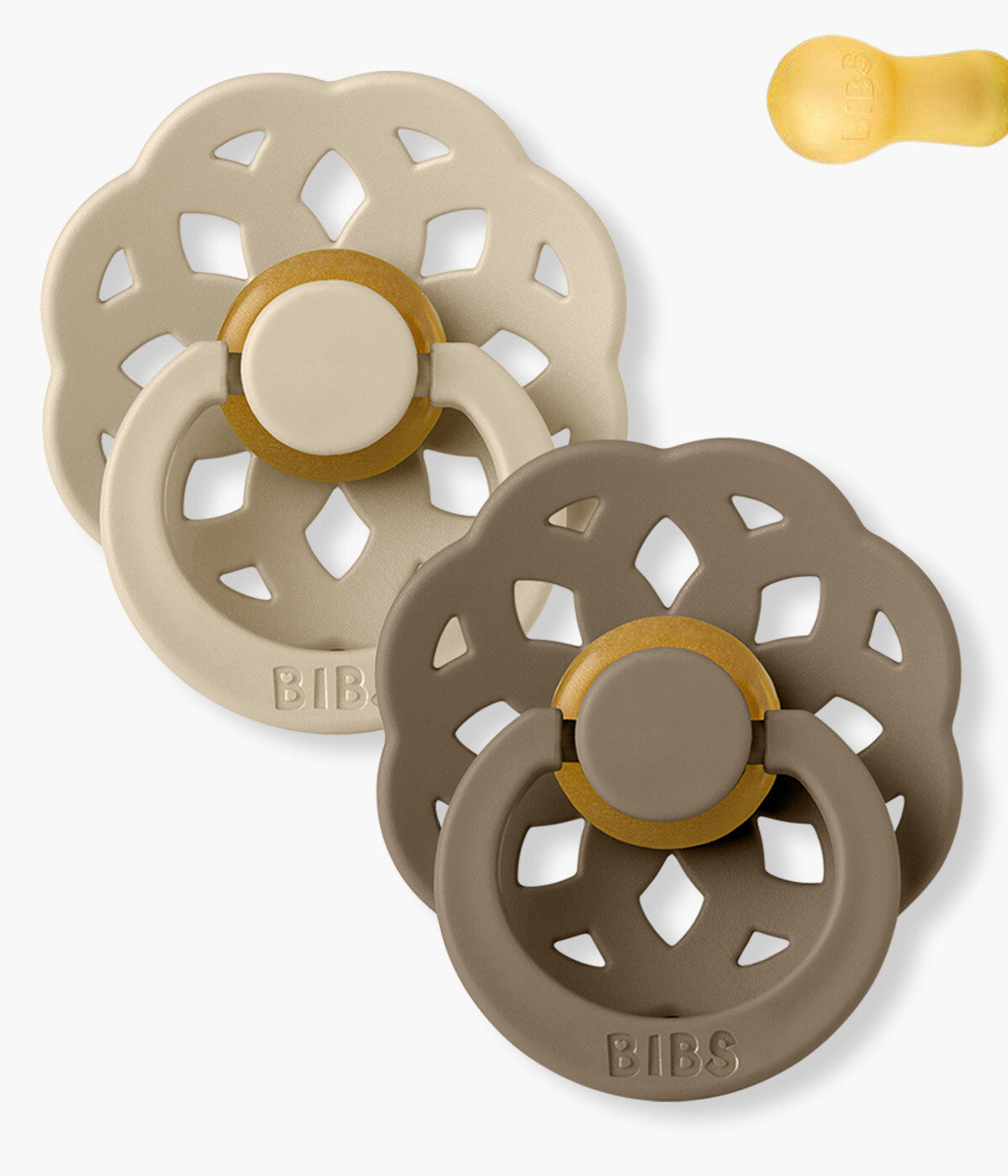 Bibs Boheme 2 Chupetas Vanilla/Dark Oak Redonda - Bege e Castanho