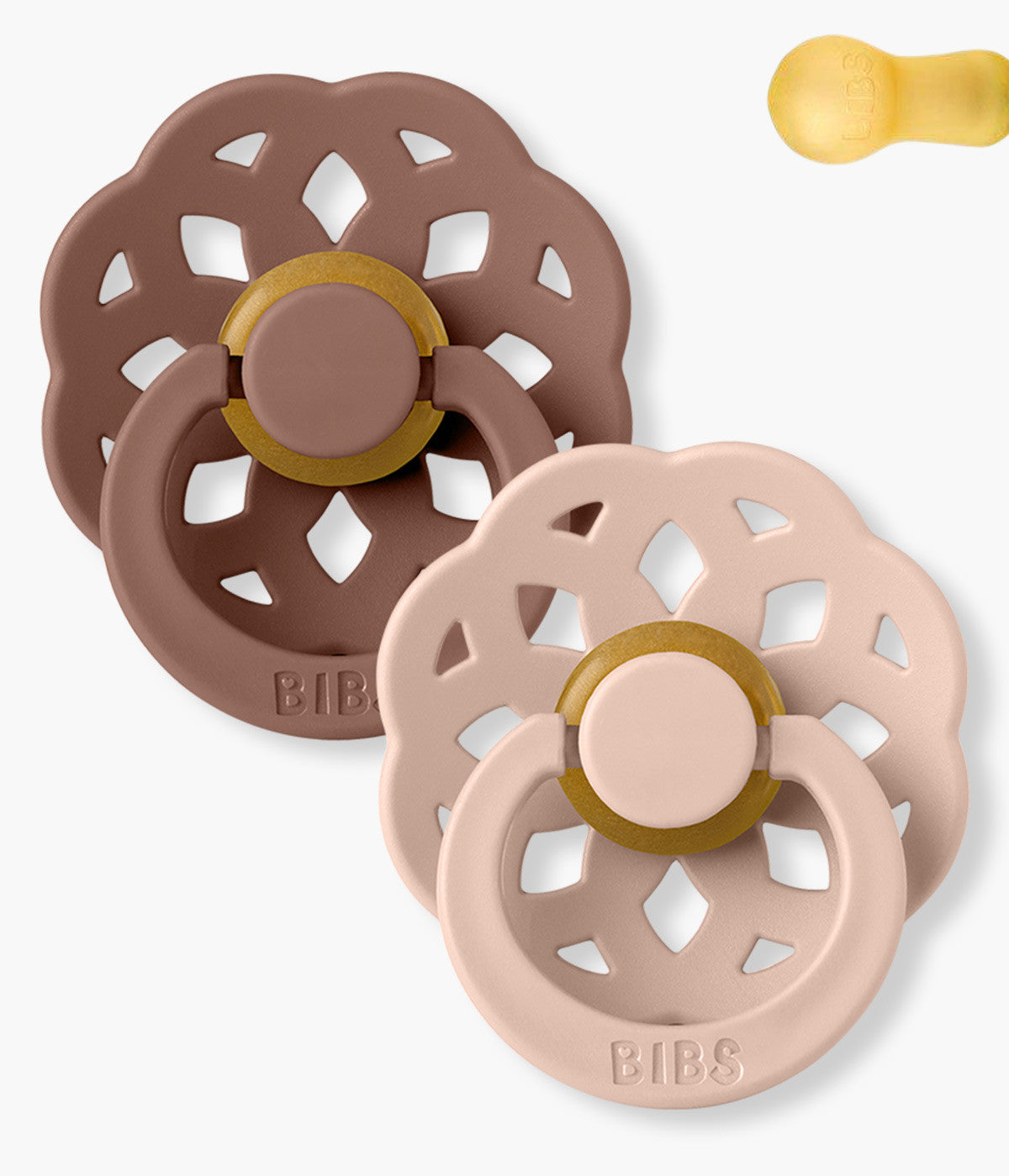 Bibs Boheme 2 Chupetas Woodchuck/Blush Redonda - Castanho e Rosa