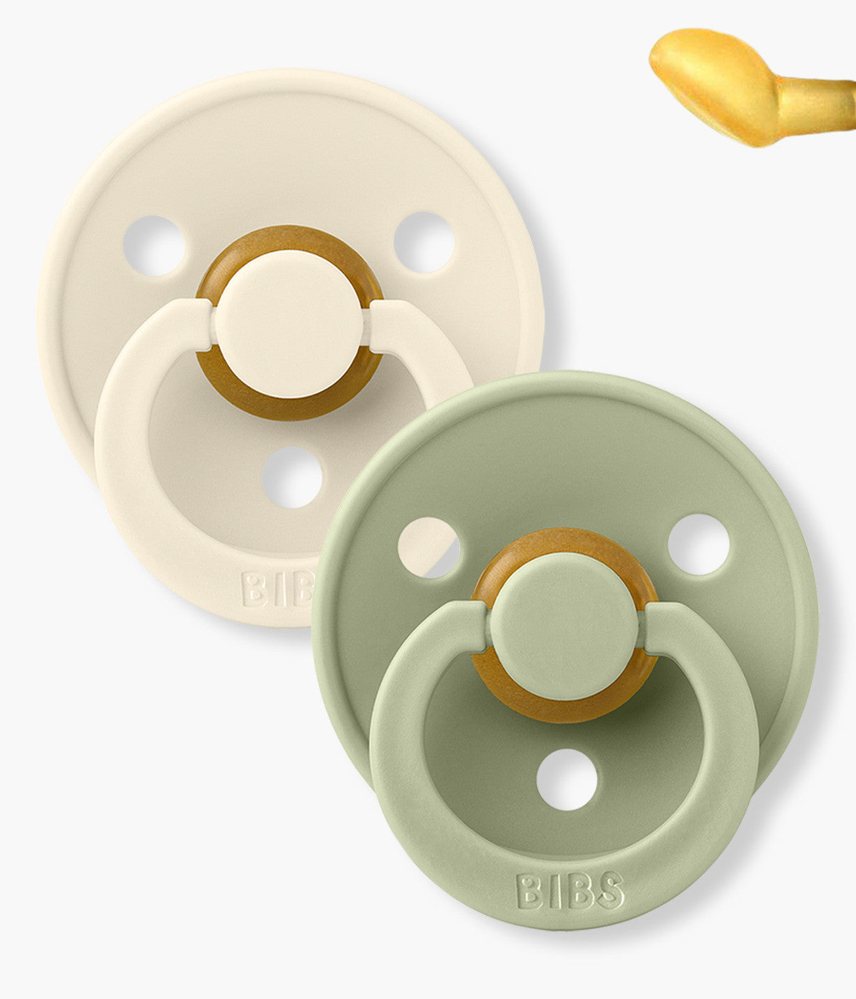 Bibs Colour 2 Chupetas Ivory/Sage Anatómica - Marfim e Verde