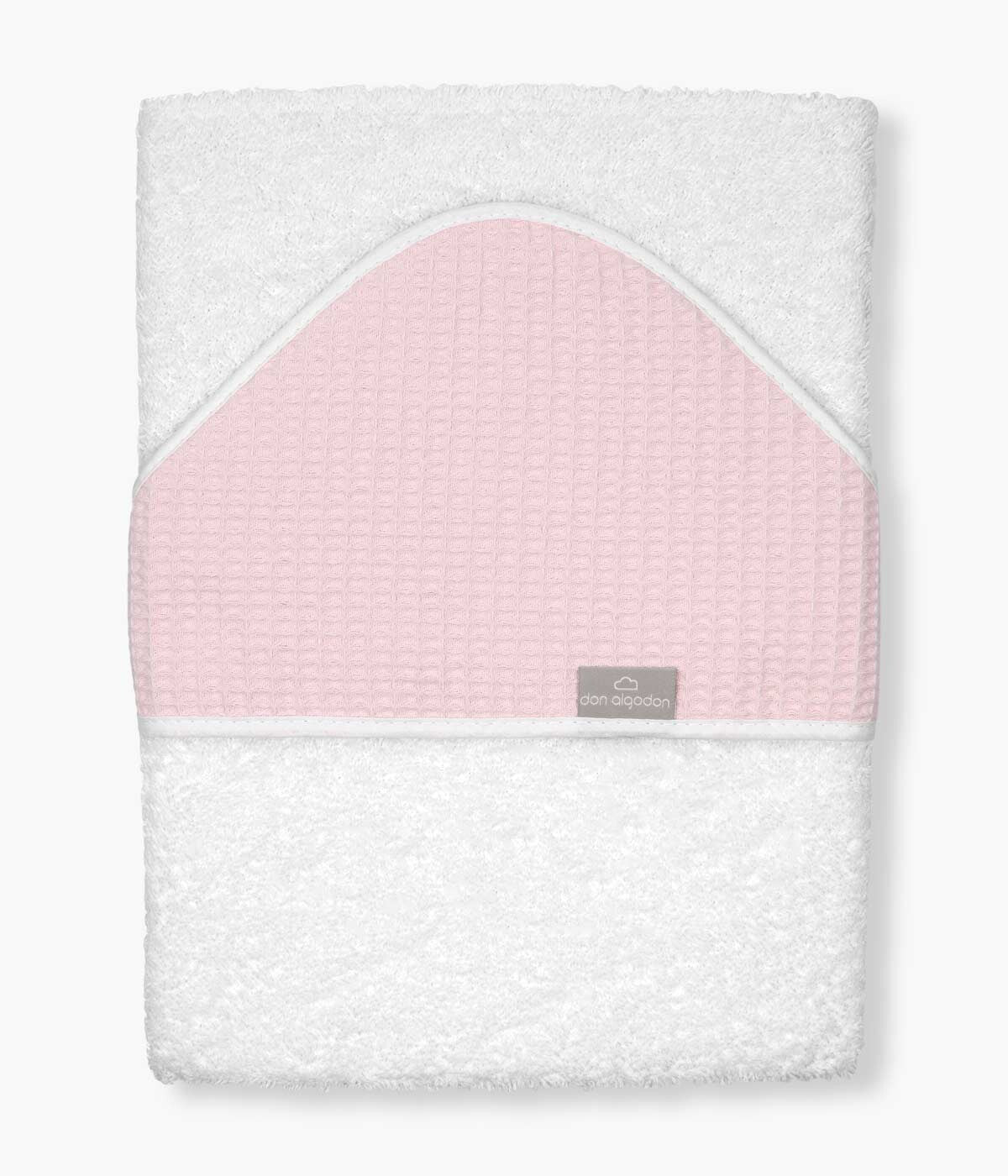 Toalha de Banho em Algodão para Bebé Menina - Rosa e Branca