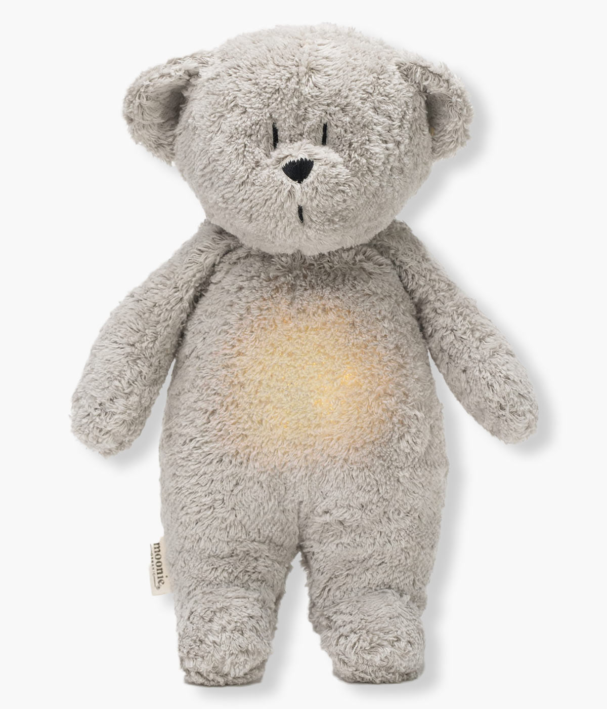 Olá! Eu sou o Urso Moonie Gray 2.0, o novo melhor amigo do seu bebé. Sou um peluche feito de algodão orgânico cinza, super macio e seguro, e tenho um talento especial: consigo ajudar o seu bebé a adormecer mais tranquilamente. Como? Com a ajuda de sons naturais pink noise, luz de presença suave com 7 cores, gravador de voz e um sensor de choro inteligente que me faz entrar em ação sempre que o seu bebé precisa de mim. Juntos, vamos transformar as noites, e as sestas, em momentos de paz.