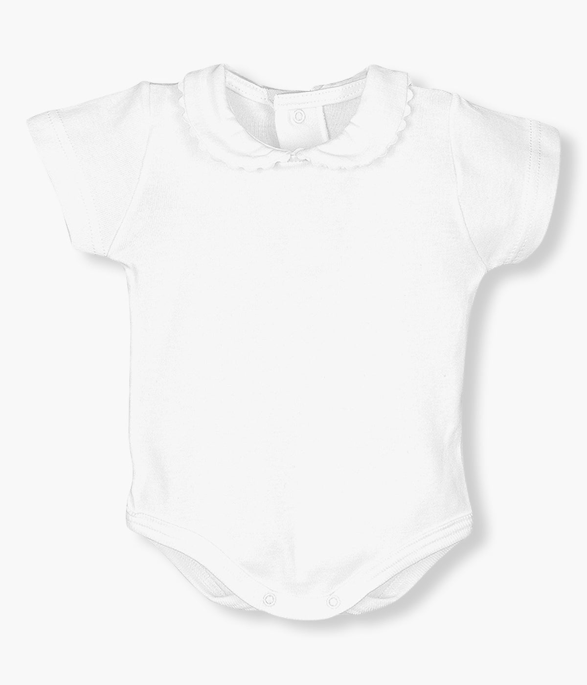 Body Algodão de Manga Curta com Gola para Bebé - Branco