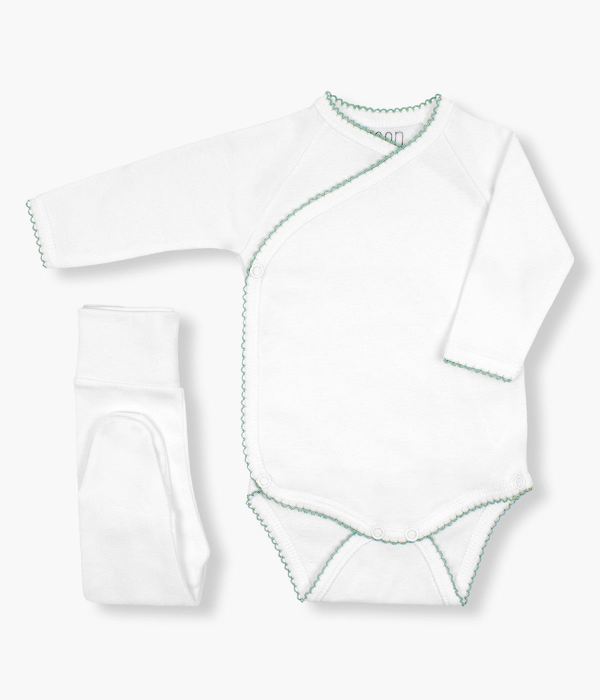 Conjunto Interiores em Algodão para Bebé - Branco e Verde