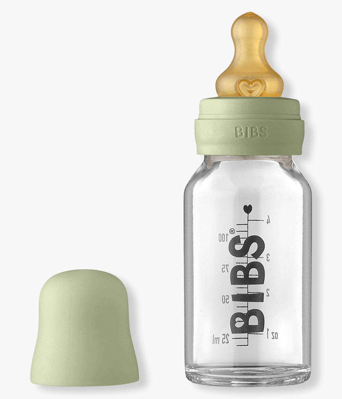 Bibs Biberão Vidro Anti-Cólicas Borracha Natural 110ml - Verde