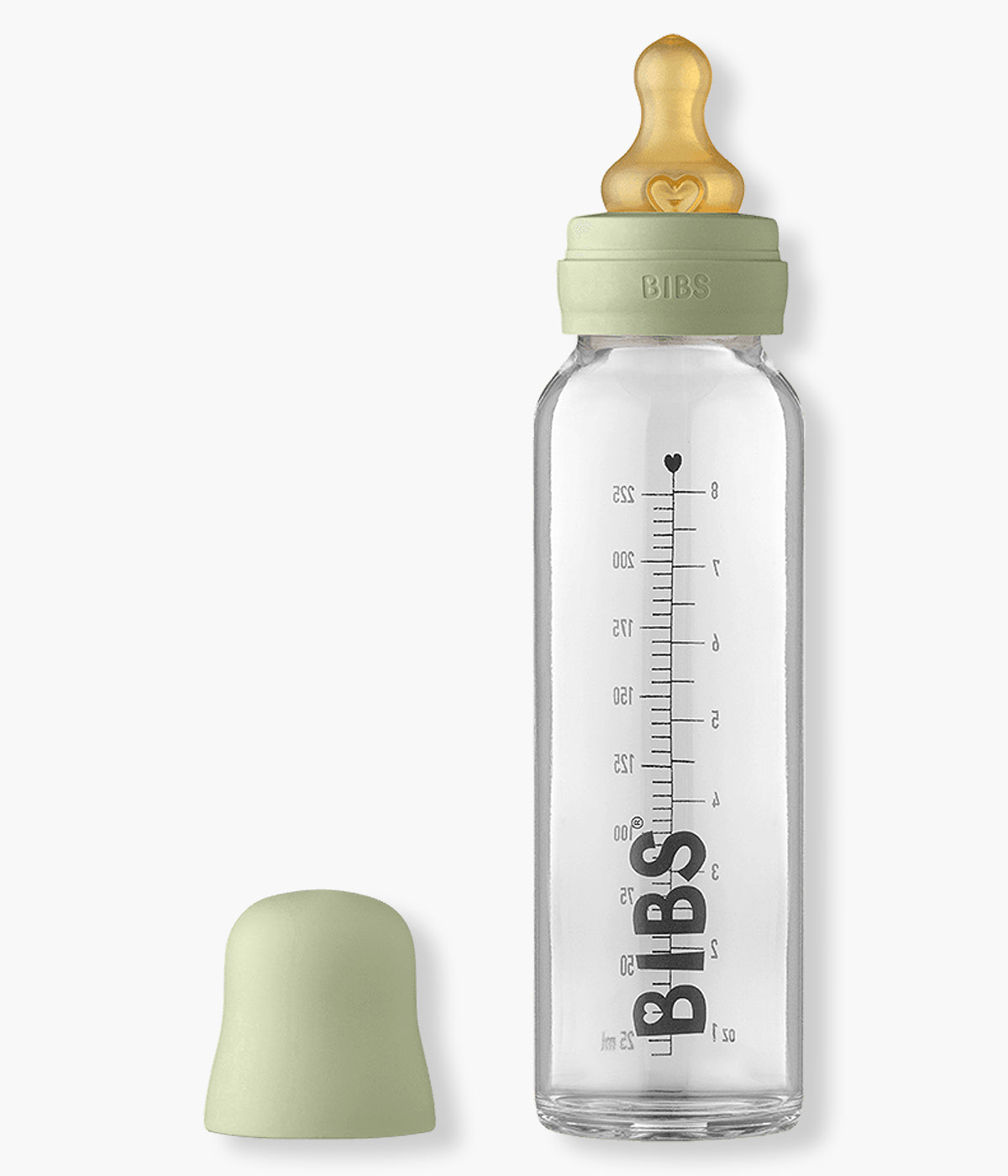Bibs Biberão Vidro Anti-Cólicas Borracha Natural 225ml - Verde