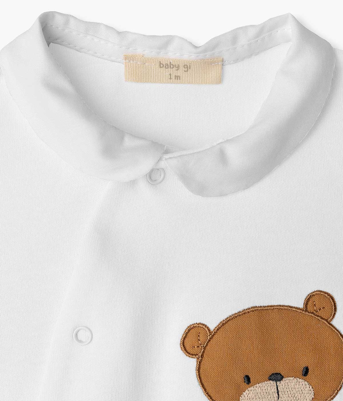 Babygrow em Algodão para Bebé Urso - Branco