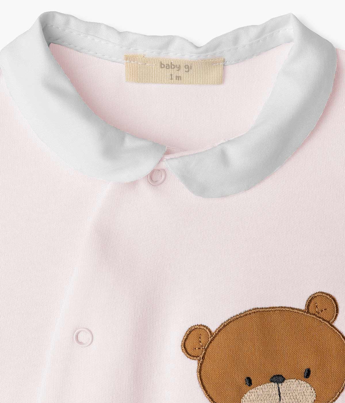 Babygrow em Algodão para Bebé Menina Urso - Rosa