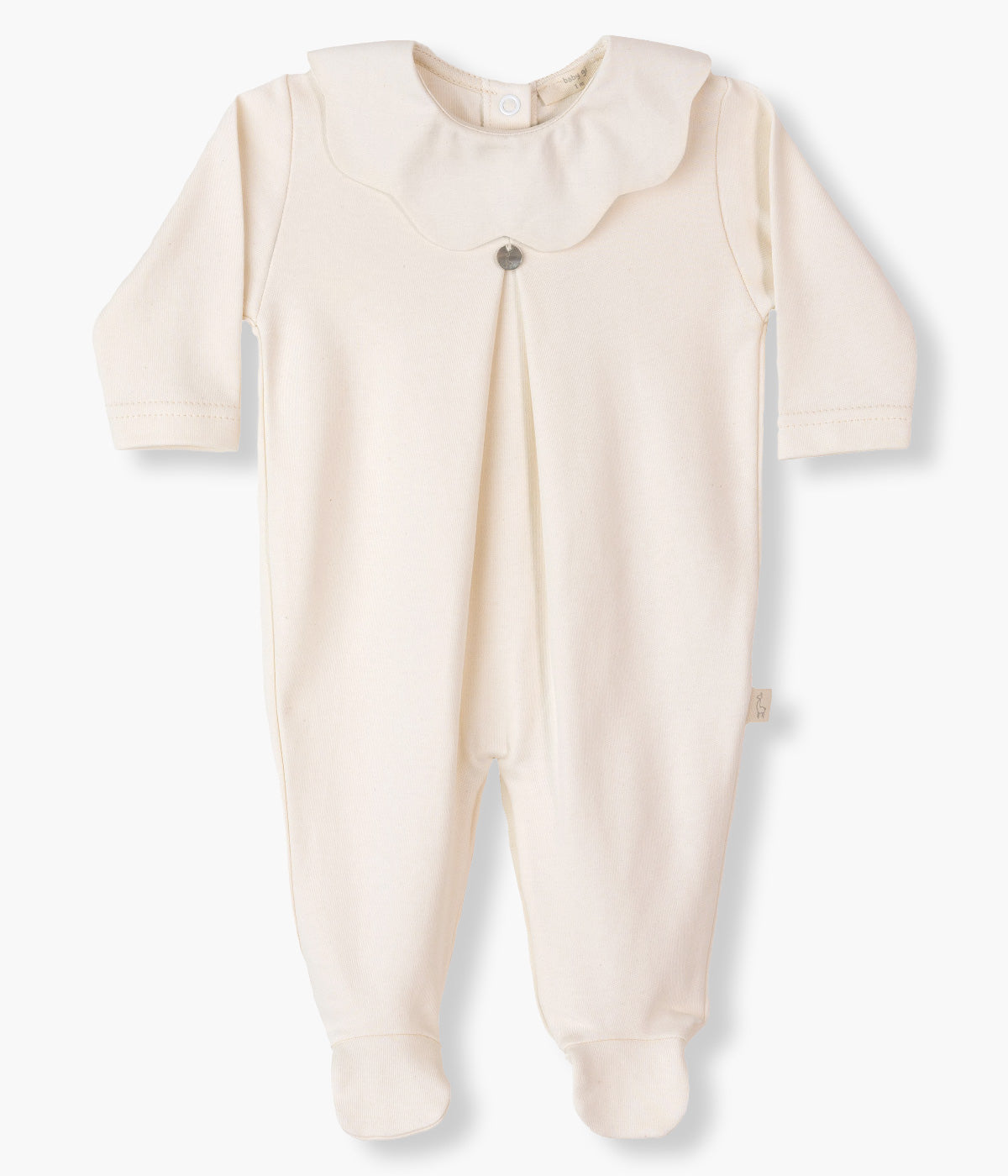 Babygrow em Algodão com Gola Ondulada Bebé - Bege