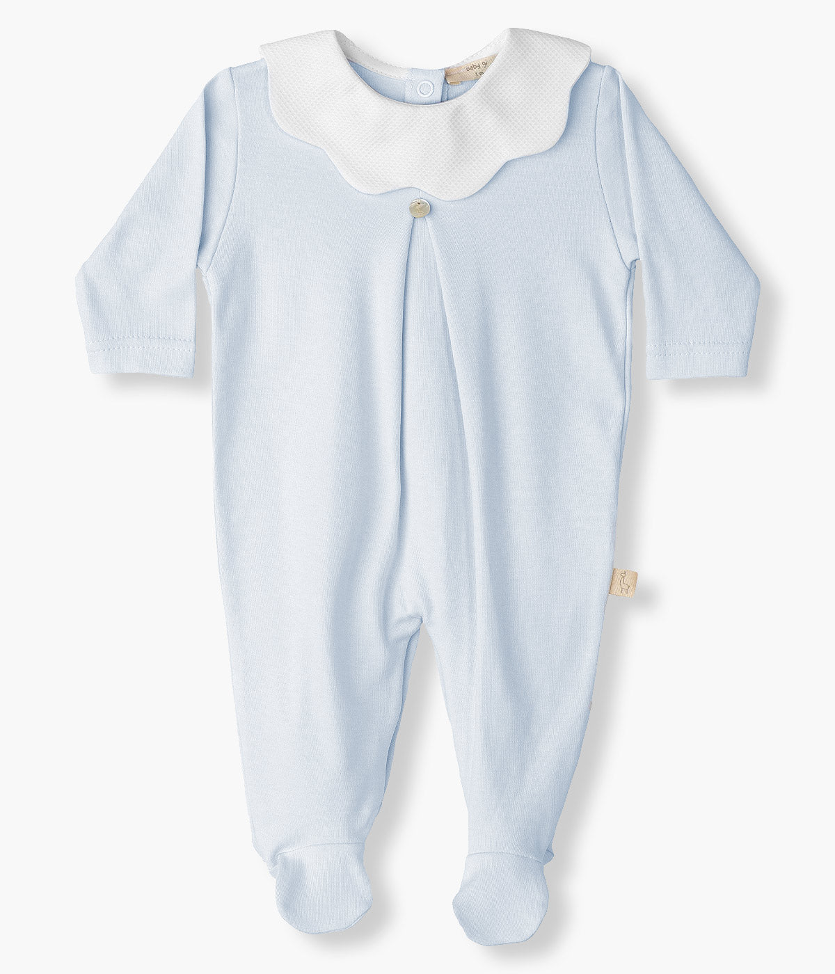 Babygrow em Algodão com Gola Ondulada Bebé Menino - Azul