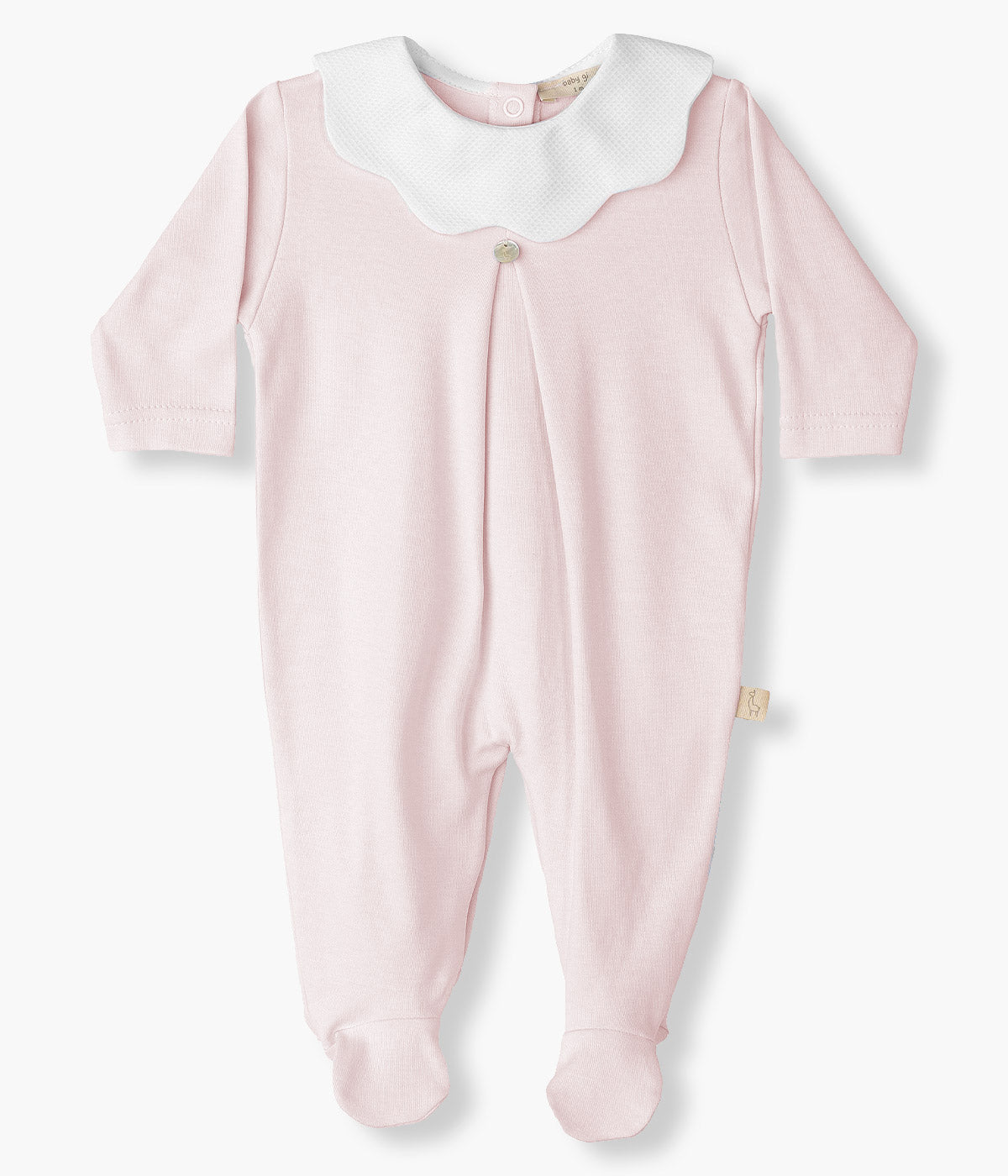 Babygrow em Algodão com Gola Ondulada Bebé Menina - Rosa