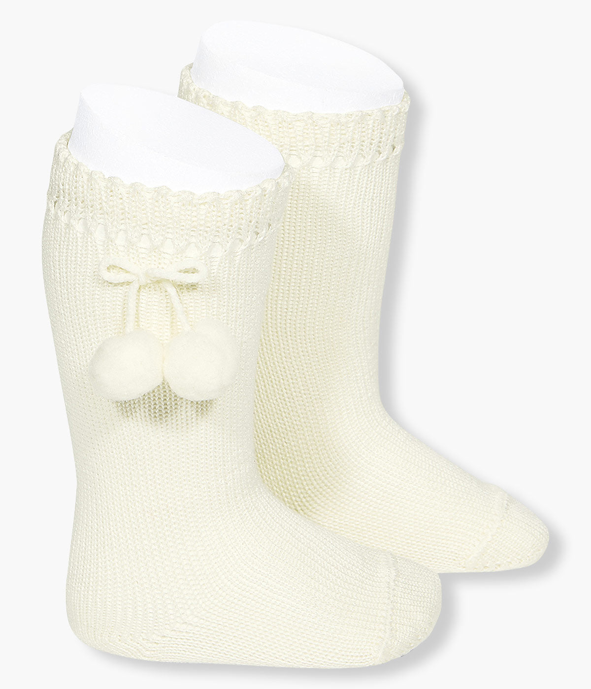 Meias pelo Joelho Algodão com Pompons Cóndor Bebé - Pérola