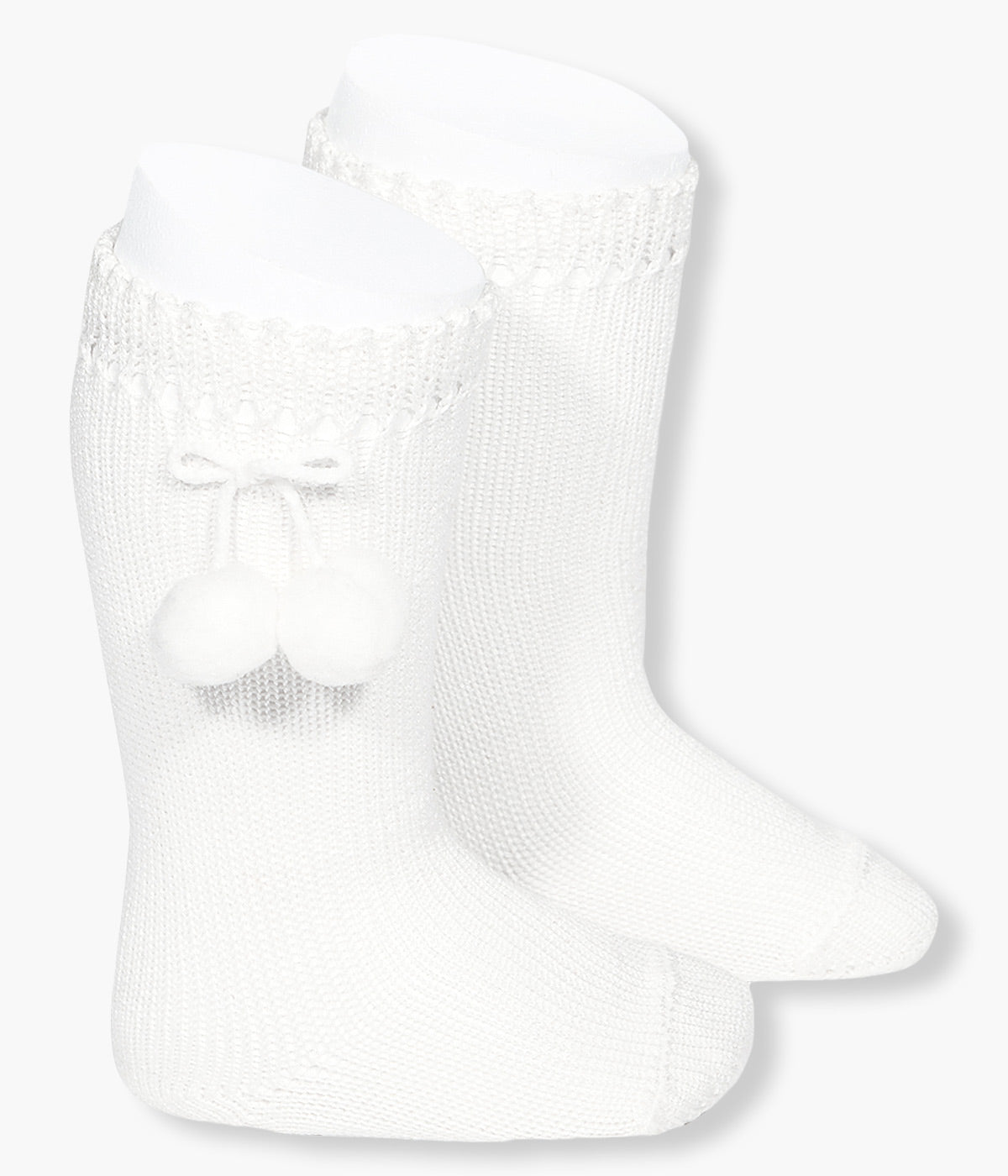 Meias pelo Joelho Algodão com Pompons Cóndor Bebé - Branco