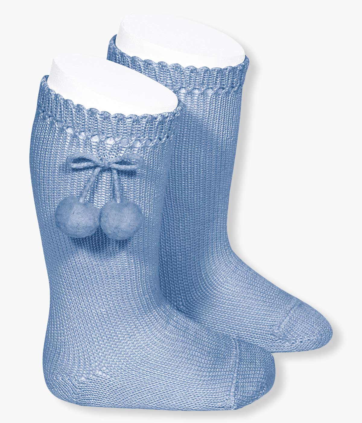 Meias pelo Joelho Algodão com Pompons Cóndor Bebé - Azulado