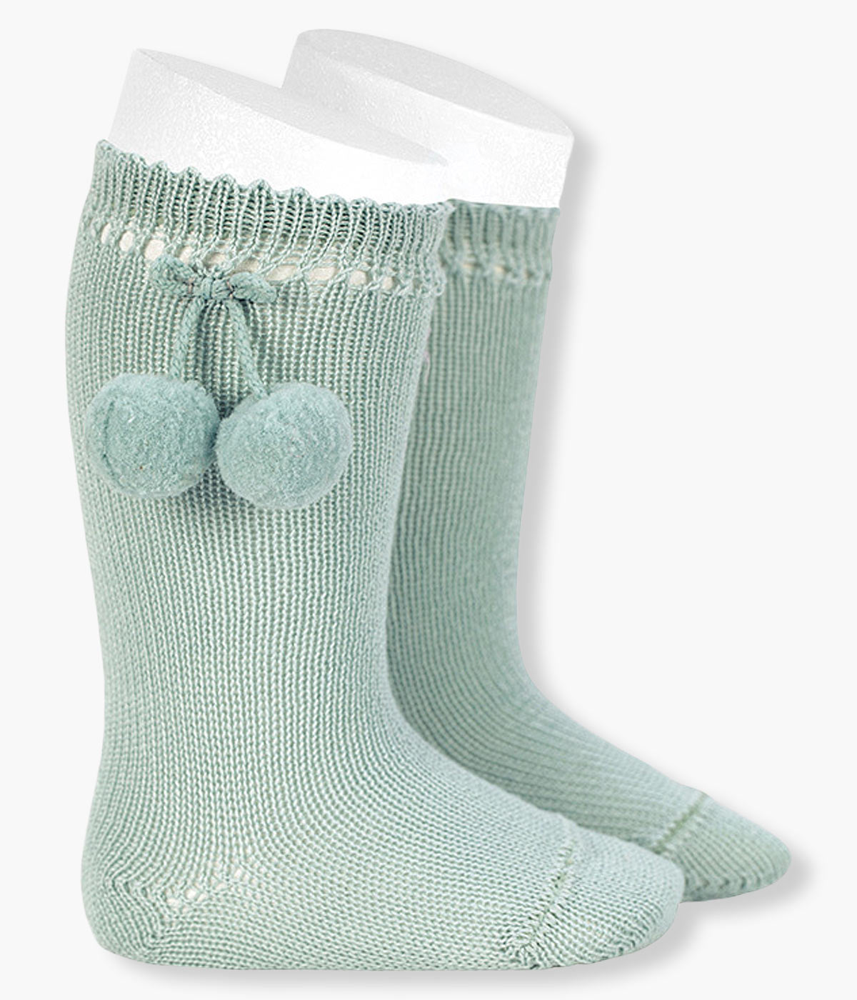 Meias pelo Joelho Algodão com Pompons Cóndor Bebé - Verde Água