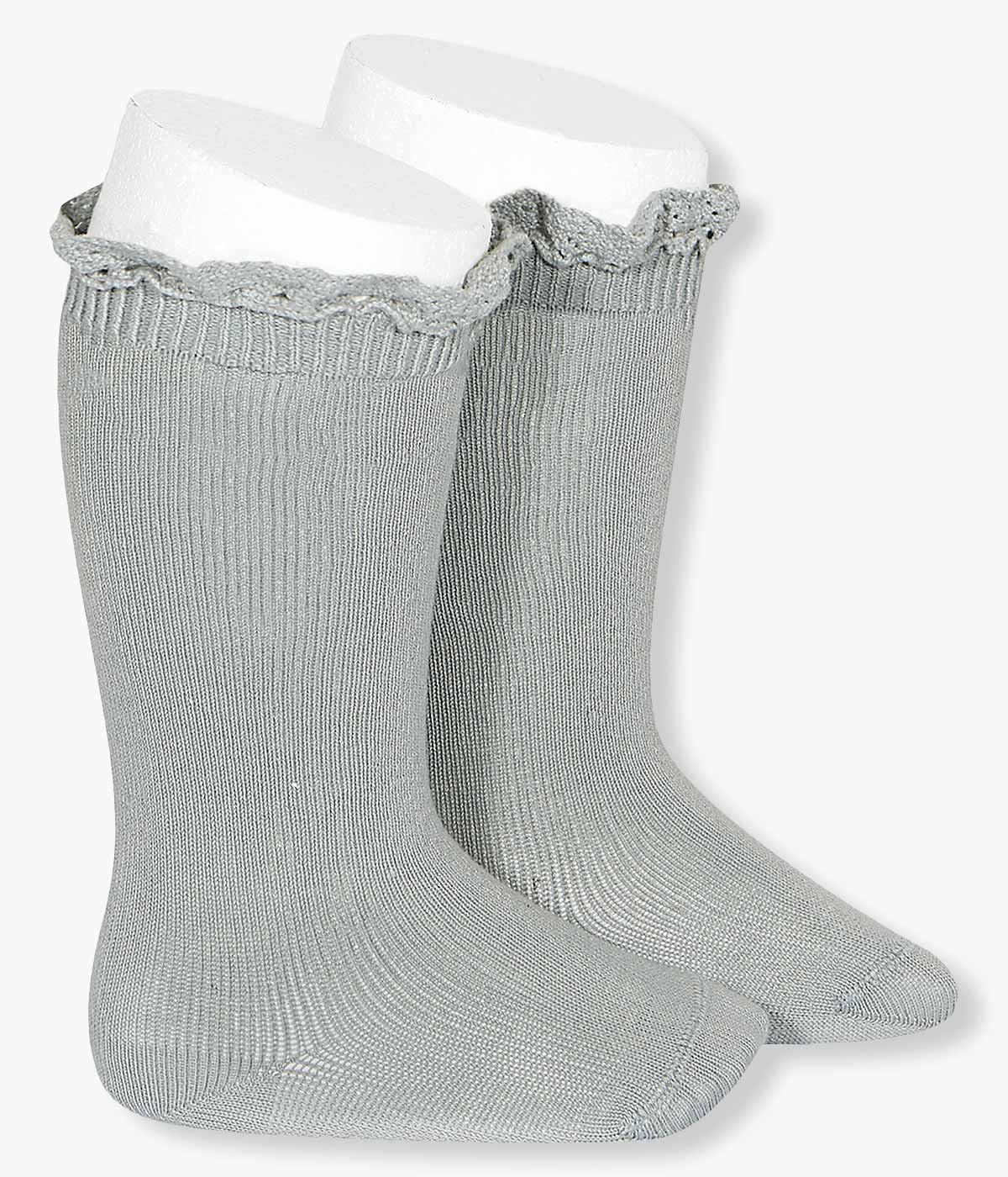 Meias pelo Joelho Algodão com Renda Cóndor Bebé - Verde Seco