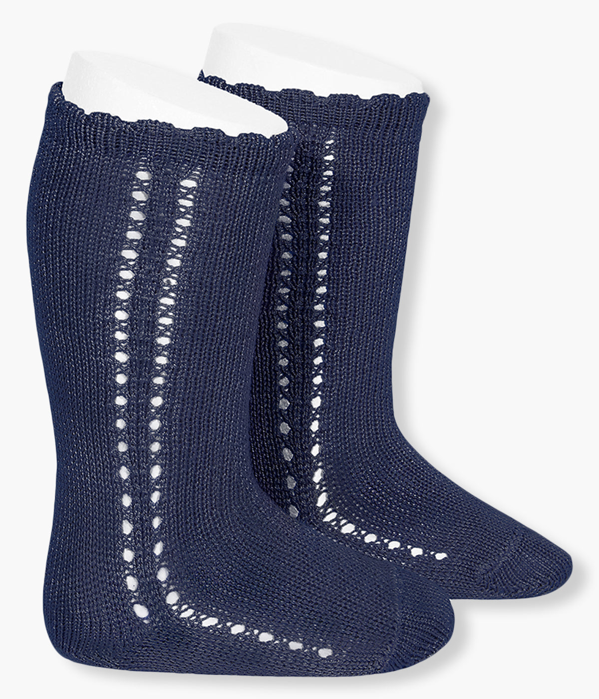 Meia pelo joelho com abertura na lateral efeito espiga em algodão anti-pilling de cor azul-marinho (480 marino) da marca Cóndor para bebé e recém-nascido(a).