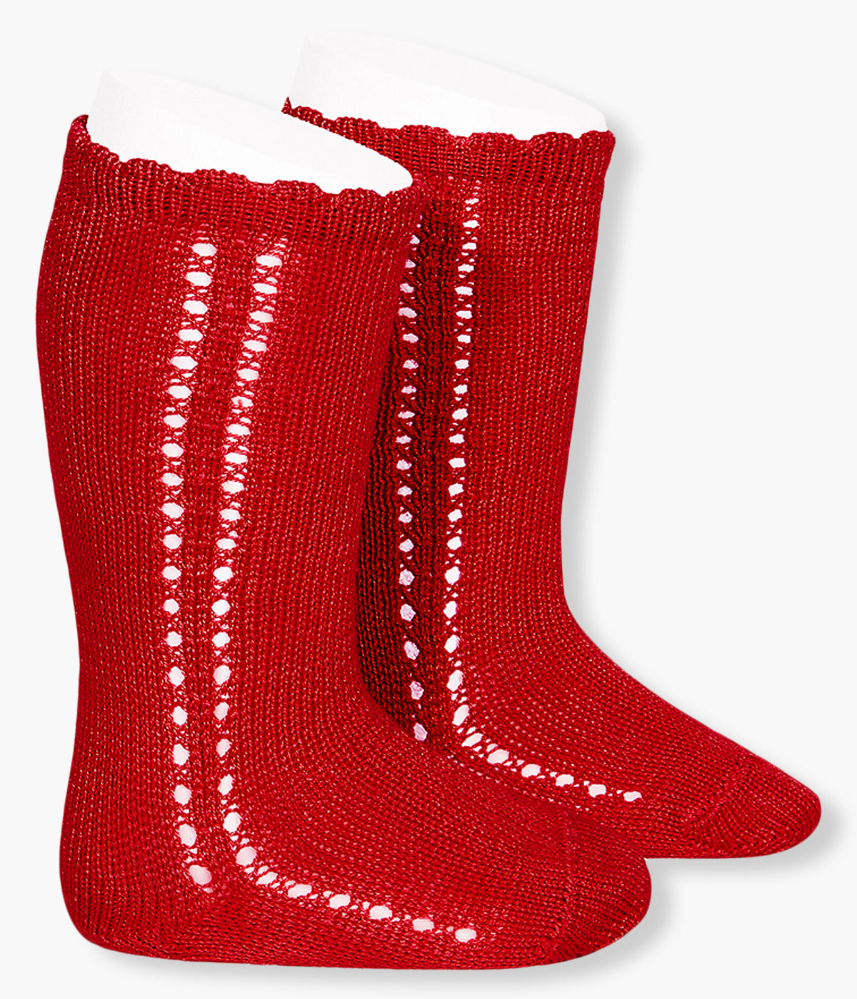 Meia pelo joelho com abertura na lateral efeito espiga em algodão anti-pilling de cor vermelho (550 rojo) da marca Cóndor para bebé e recém-nascido(a).