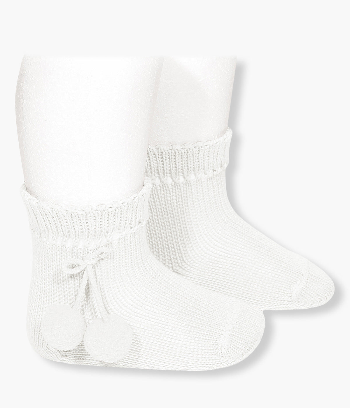 Meias em Algodão com Pompons Cóndor para Bebé - Branco