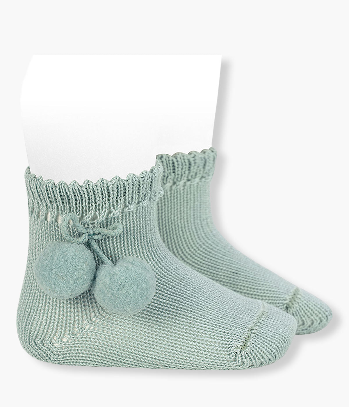 Meias em Algodão com Pompons Cóndor para Bebé - Verde Água