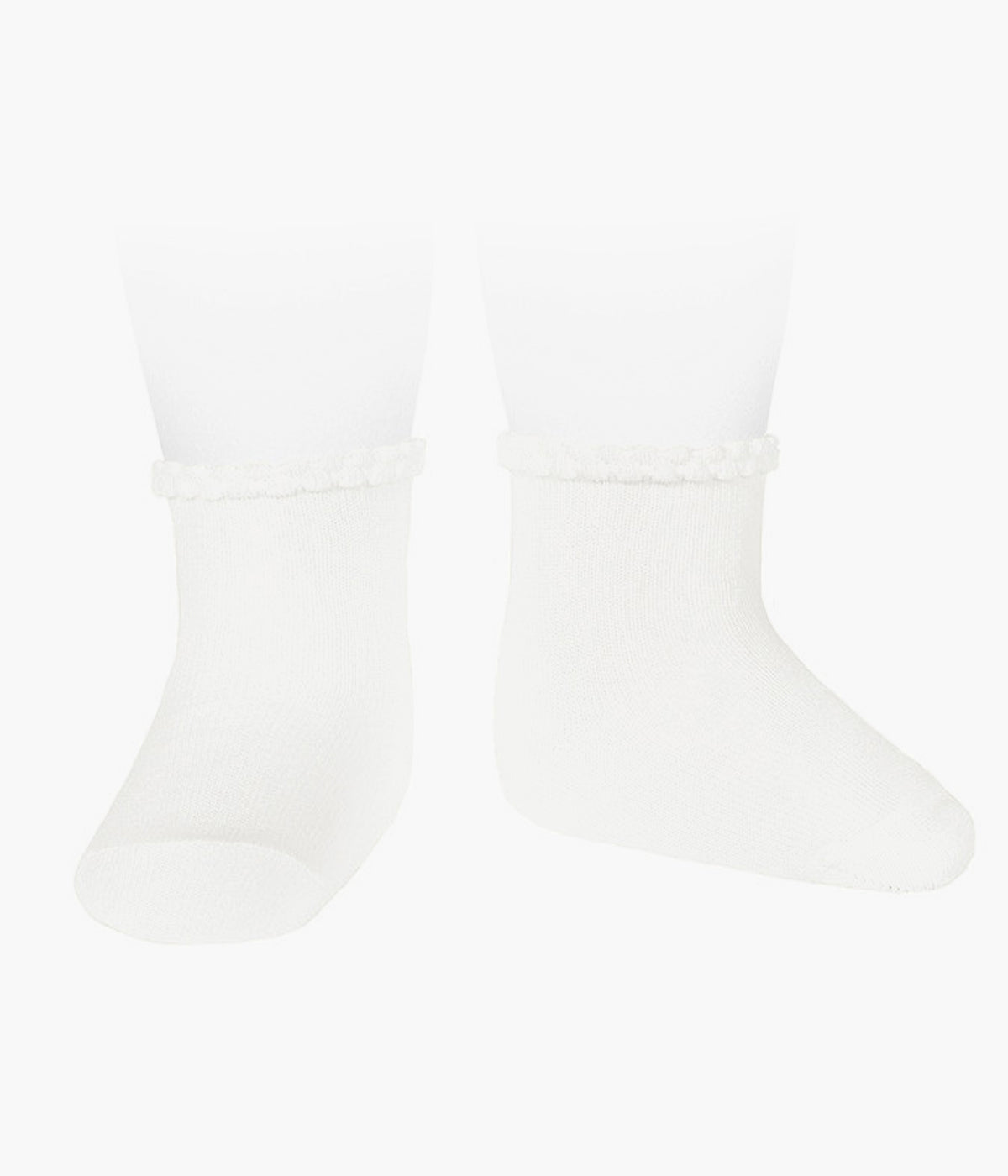 Meias em algodão anti-pilling de cor branco (blanco 200) com rebordo da marca Cóndor para bebé e recém-nascido(a).