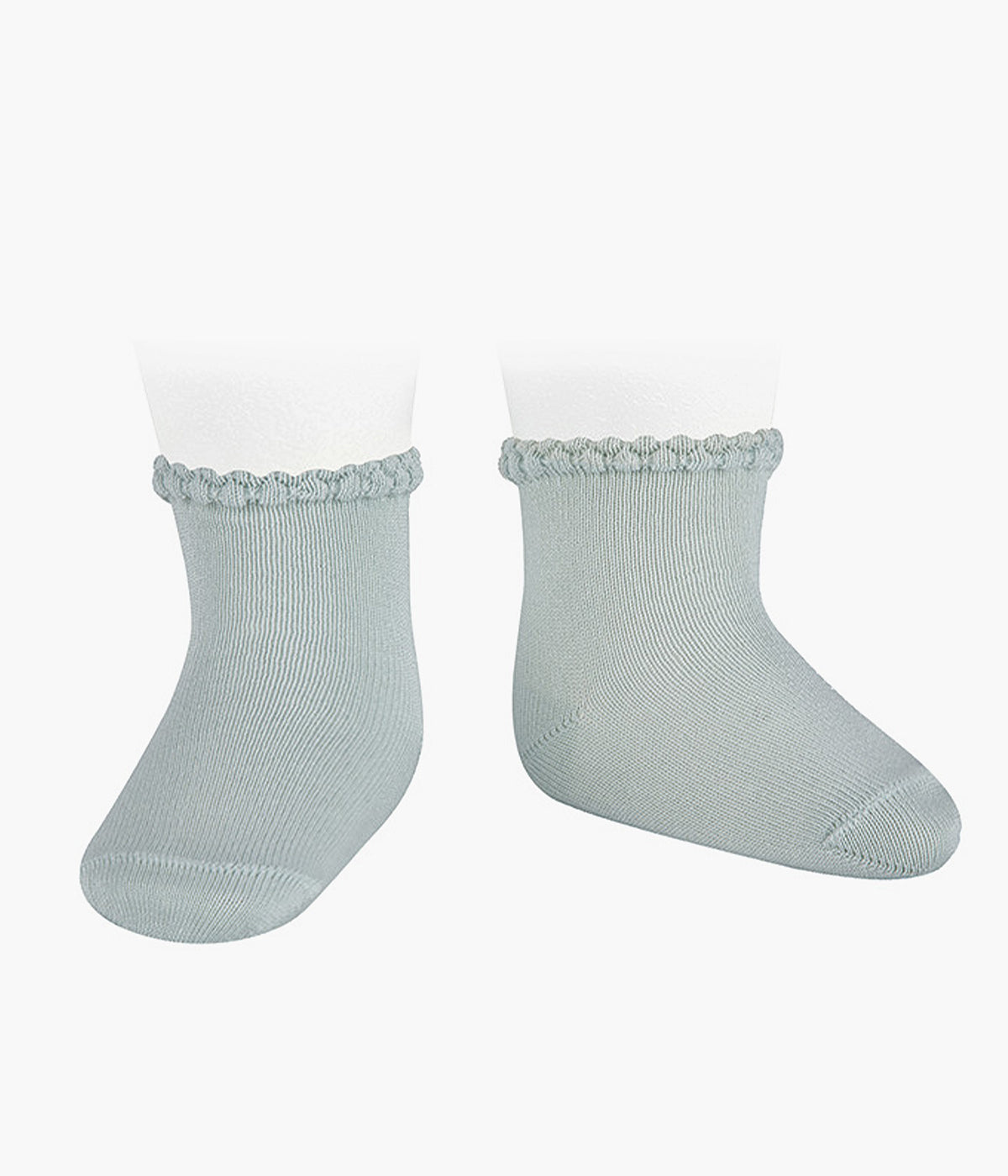 Meias em algodão anti-pilling de cor verde-água (495 bruma) com rebordo da marca Cóndor para bebé e recém-nascido(a).
