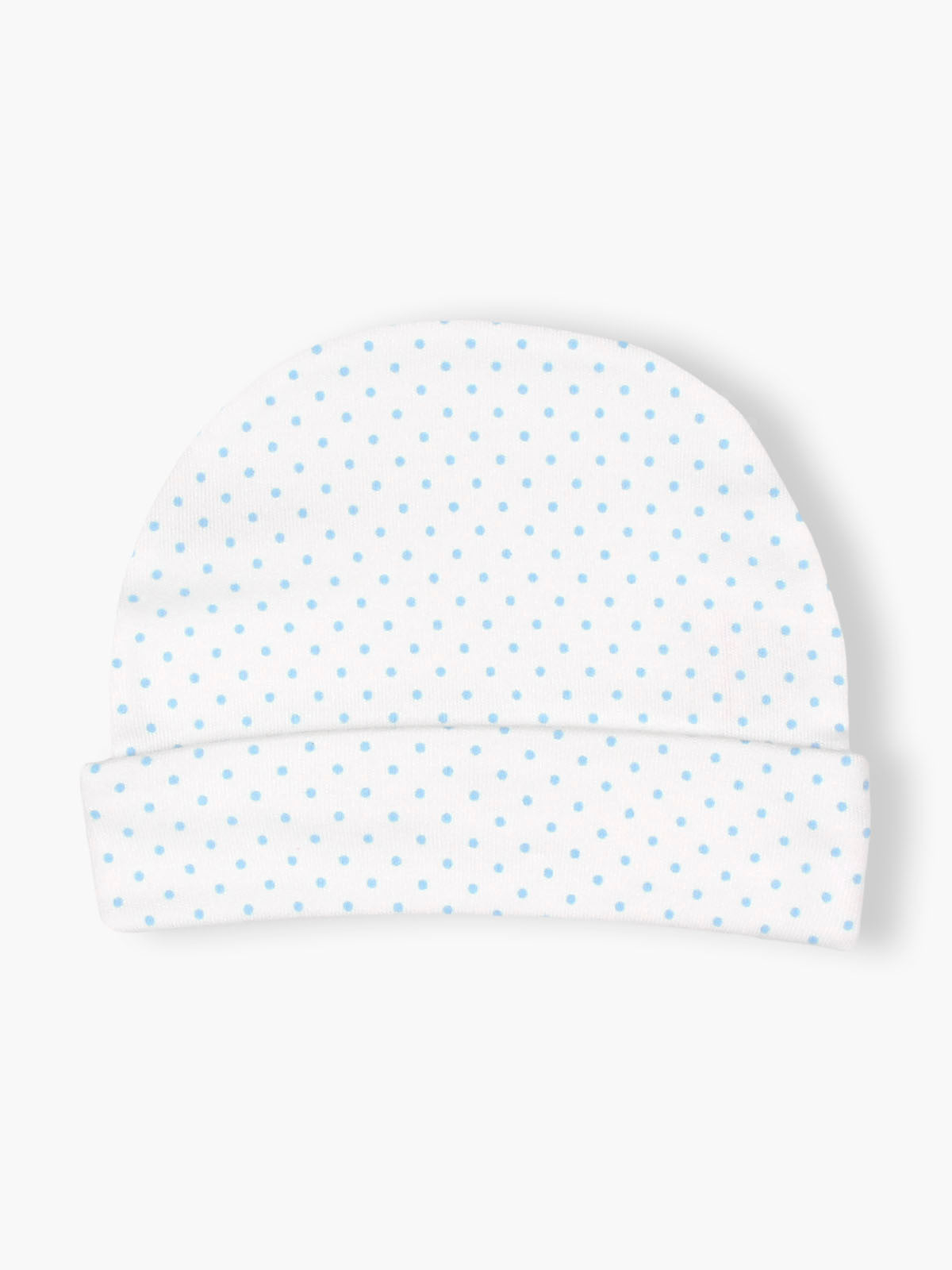 Gorro em Algodão com Pintas para Bebé Menino - Branco e Azul