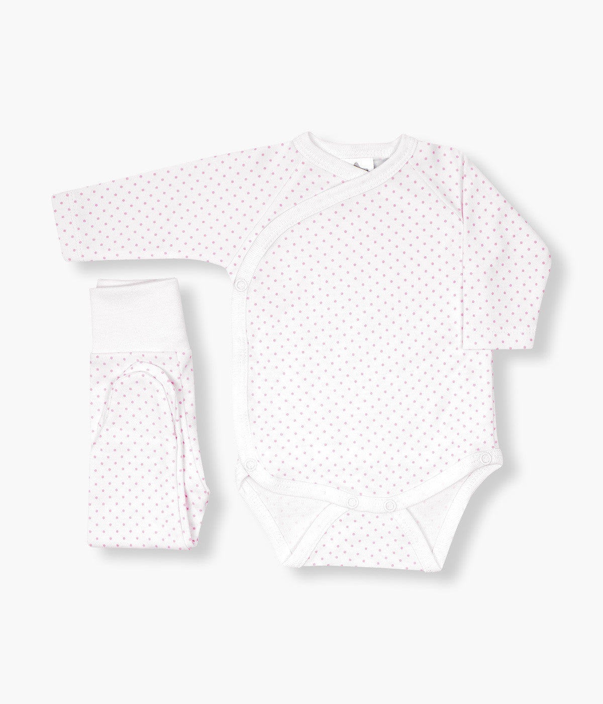 Conjunto Interiores Algodão Pintas Bebé Menina - Branco Rosa